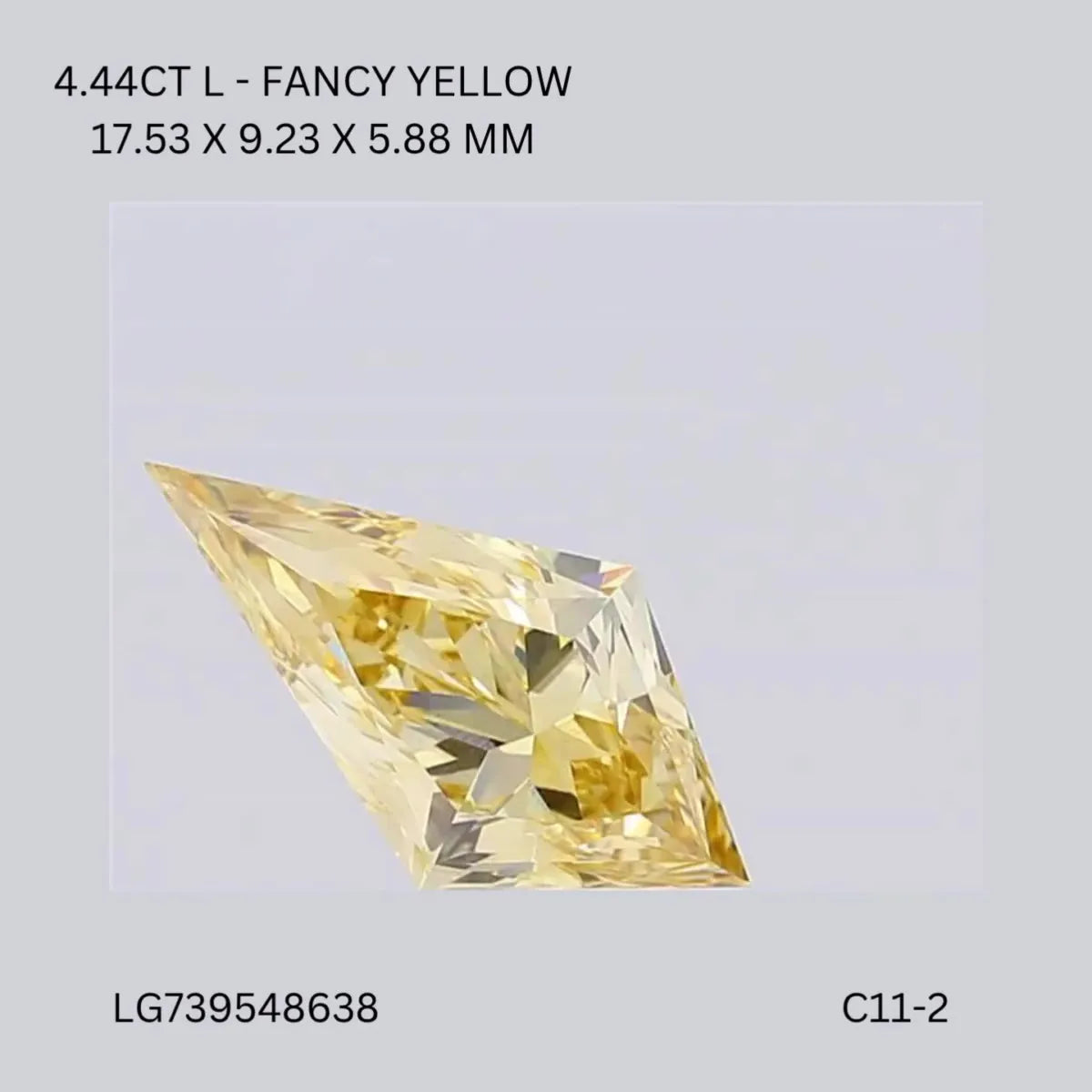 4.44ct Kite Lab Grown Diamond (Colour Fancy Intense Yellow, Clarity VS1, IGI Certified)