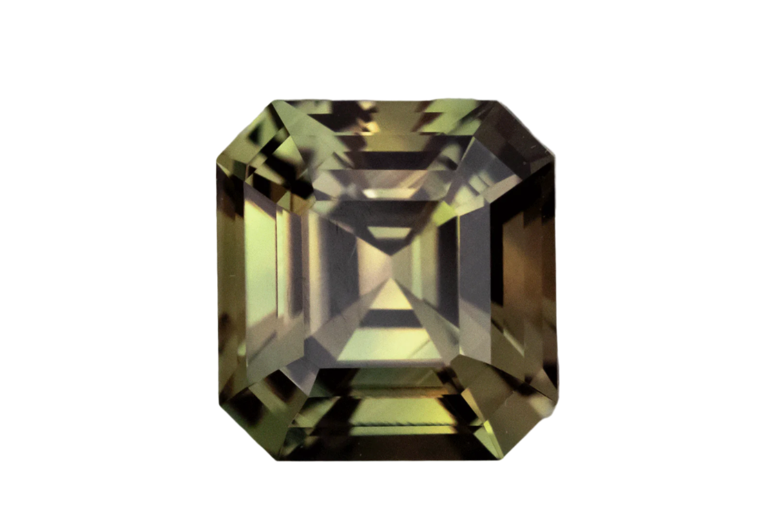 3.39 CT Asscher Cut Green/Brown Sapphire - Lavender Creek Gems