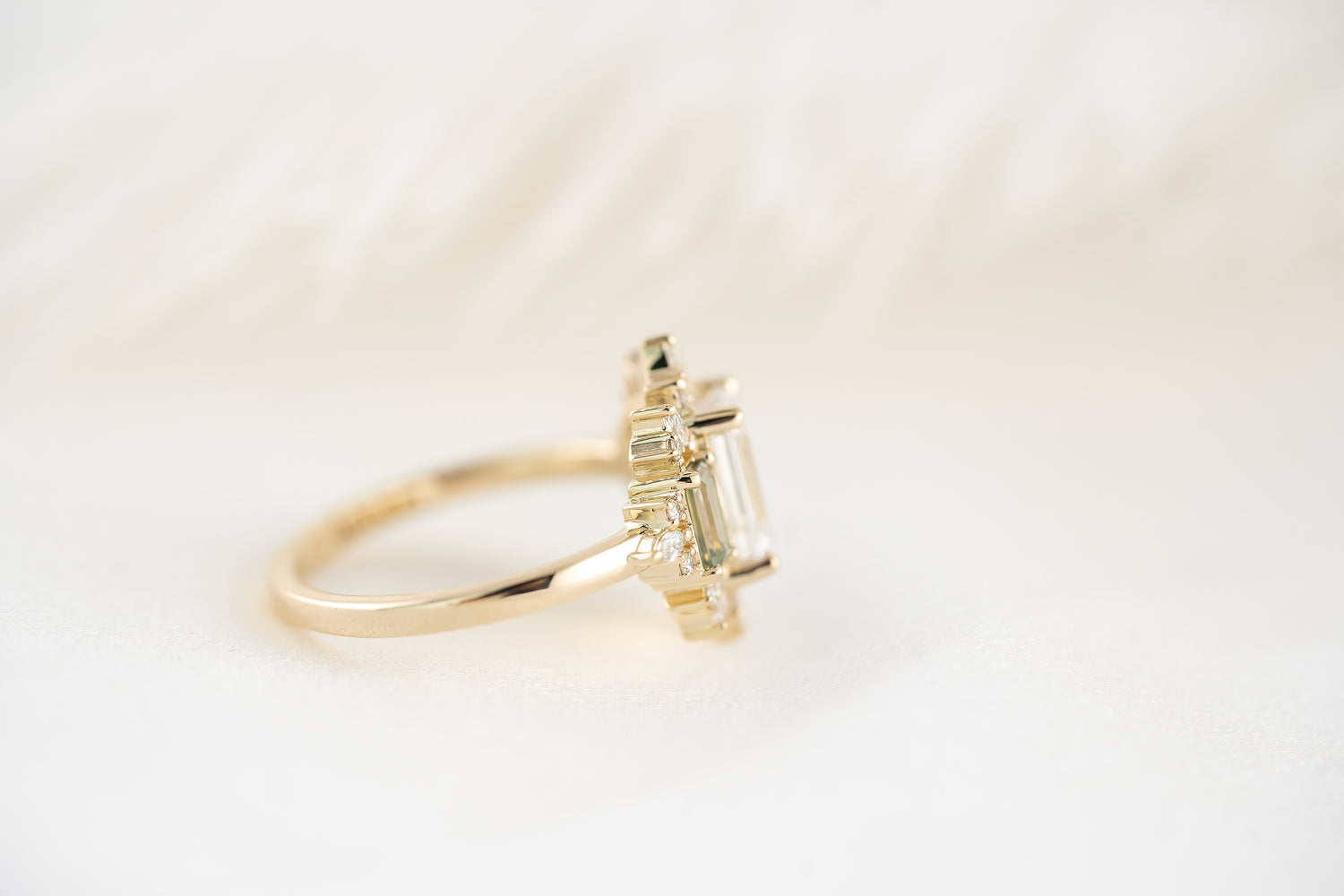 The Marial Ring | Diamond + Green Sapphire - Lavender Creek Gems