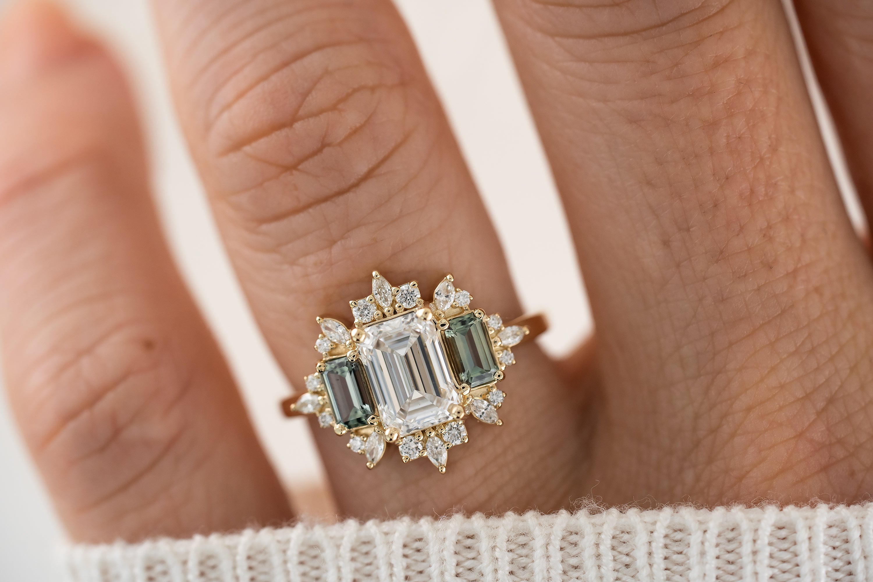 The Marial Ring | Diamond + Green Sapphire - Lavender Creek Gems