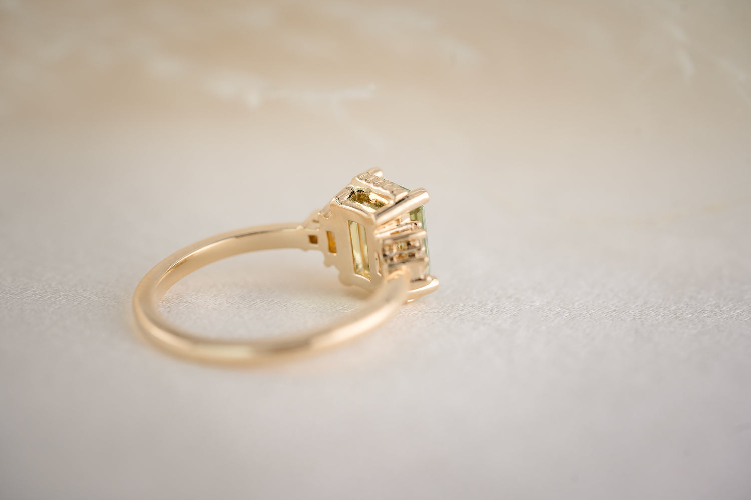 The Sura 1.81 CT Emerald Cut Green Garnet Ring - Lavender Creek Gems