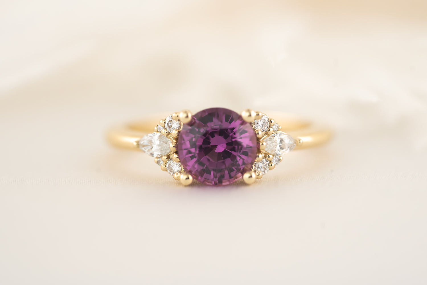 The Aya Ring | 1.64 CT Round Magenta Sapphire - Lavender Creek Gems