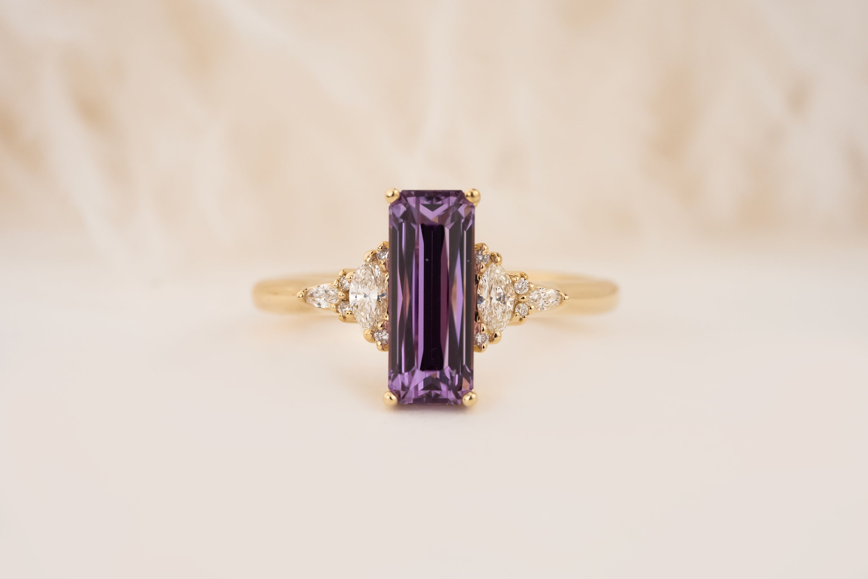 The Low Maeve Ring | 2.44 CT Elongated Scissor Cut Purple Sapphire
