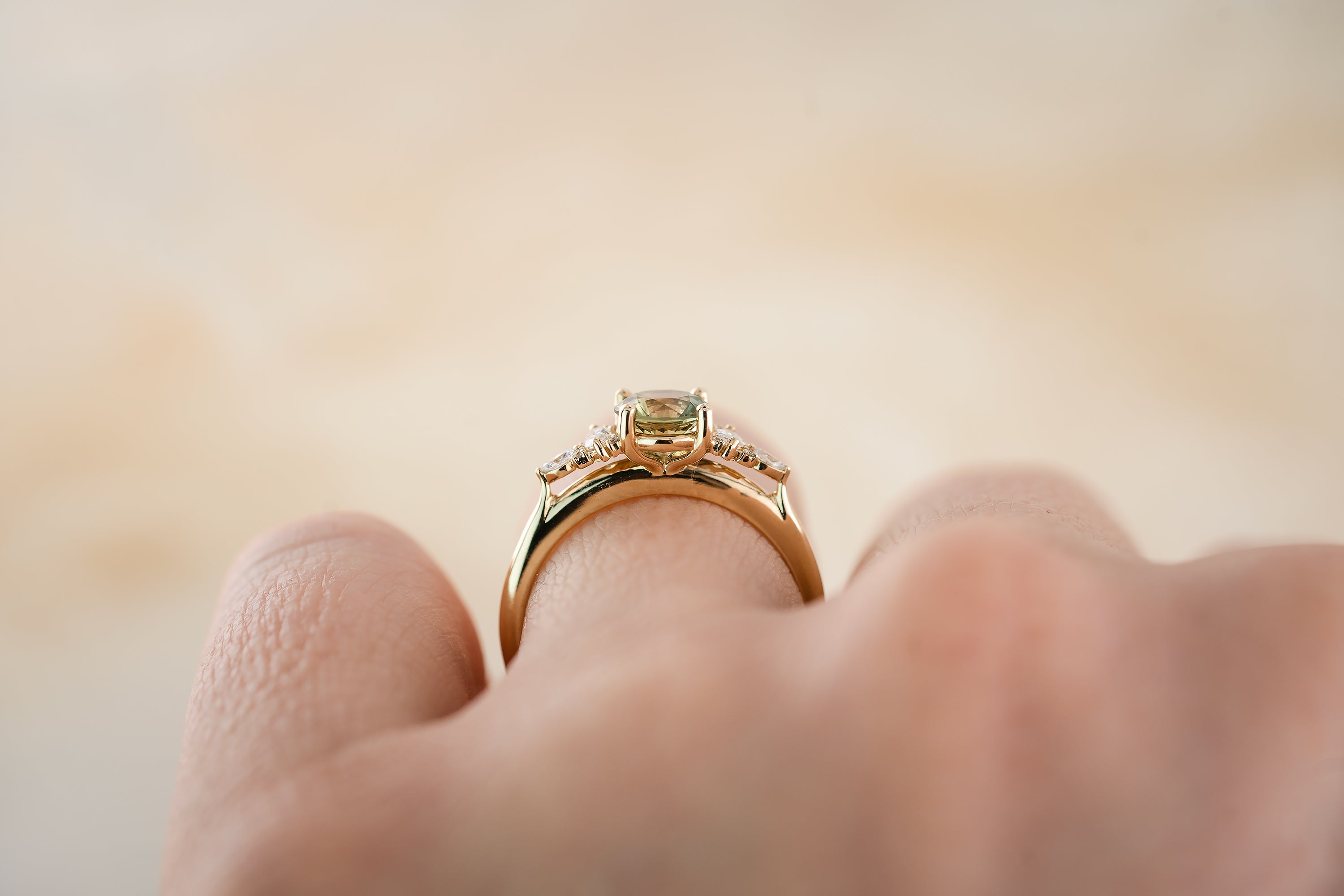The Maeve 1 CT Round Green Sapphire Ring - Lavender Creek Gems