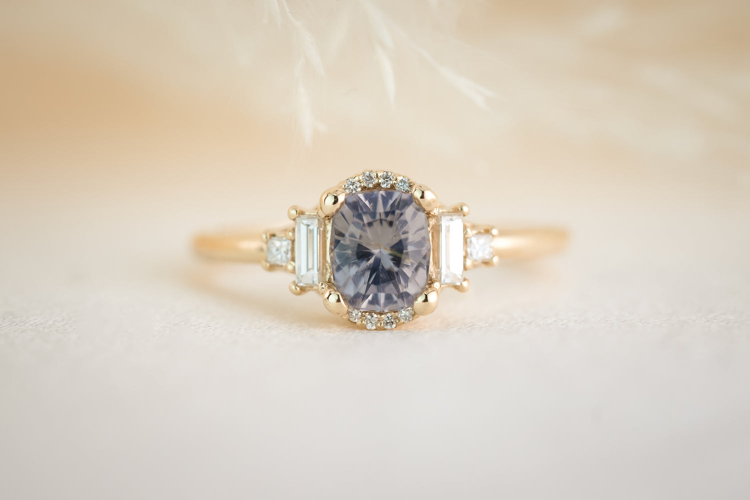 The Sura 0.95 CT Cushion Gray Spinel Ring - Lavender Creek Gems