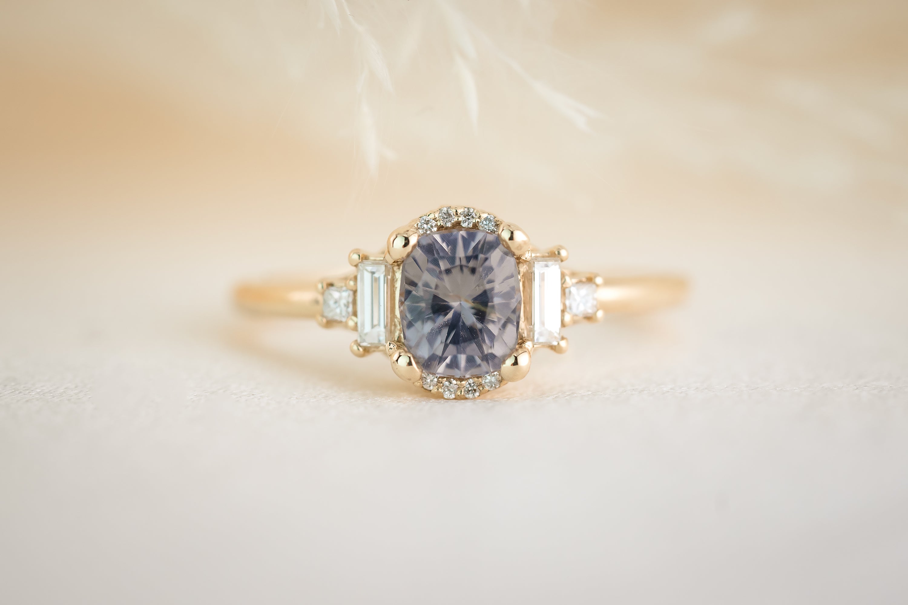 The Sura 0.95 CT Cushion Gray Spinel Ring - Lavender Creek Gems