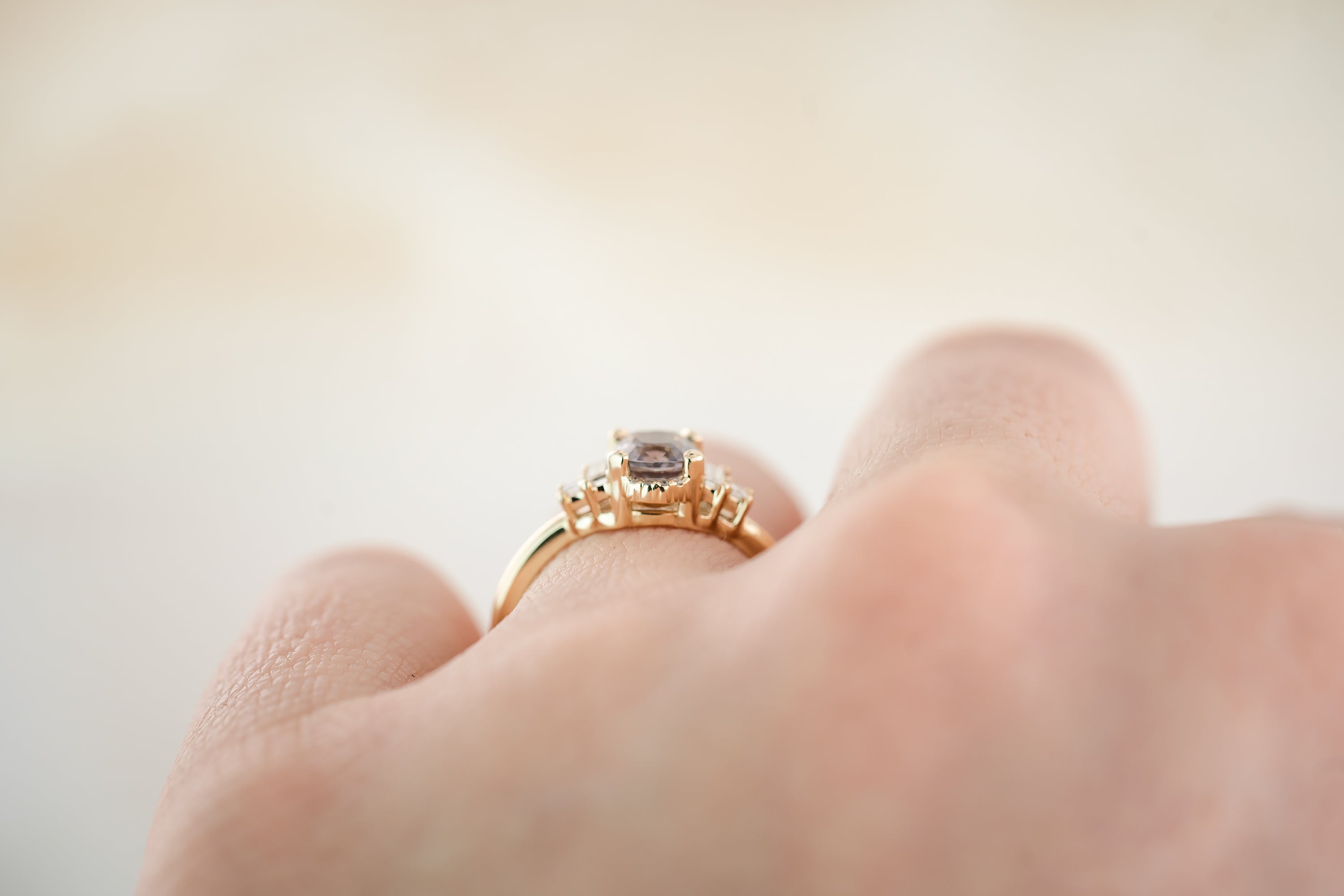 The Sura 0.95 CT Cushion Gray Spinel Ring - Lavender Creek Gems
