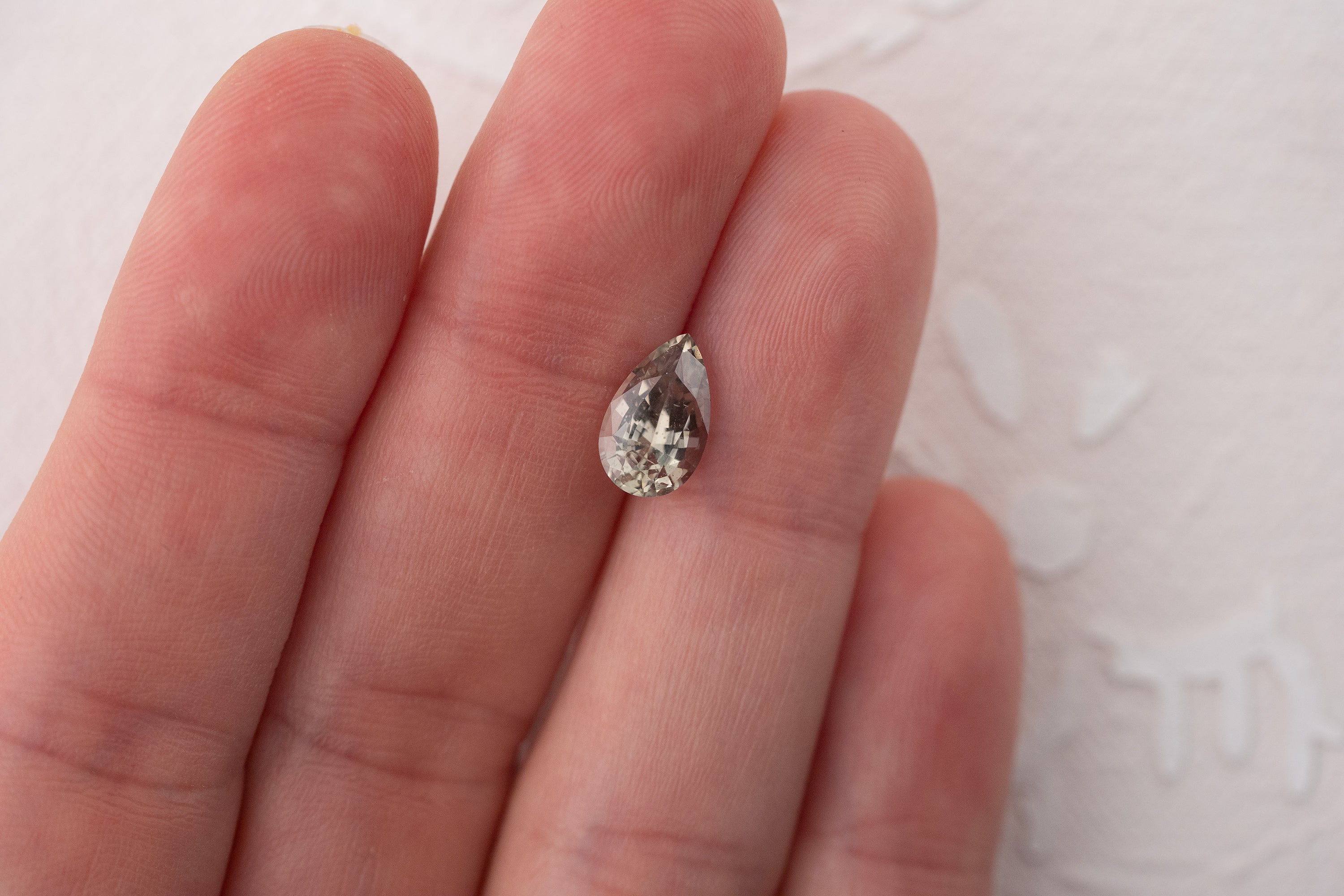 2.42 CT Pear Light Olive Green Sapphire - Lavender Creek Gems