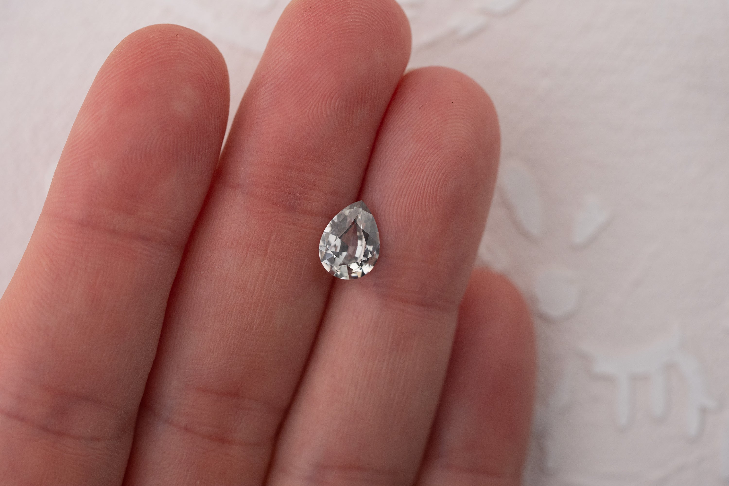 1.68 CT Pear White/Light Green Sapphire - Lavender Creek Gems