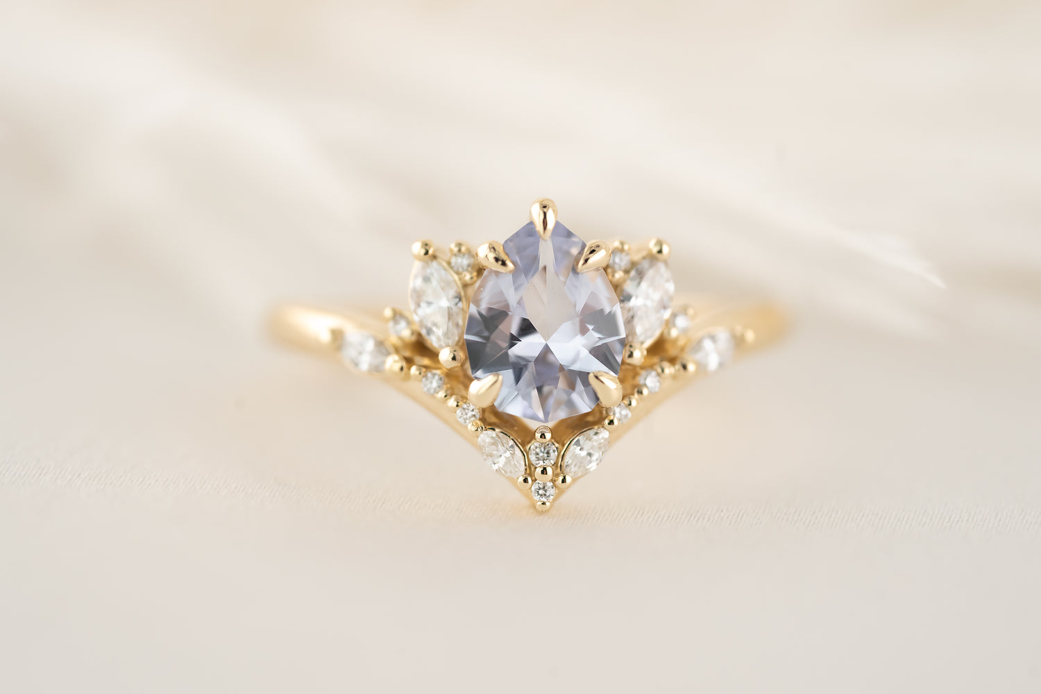 The Aurora Ring - 1 CT Pear Lavender Sapphire - Lavender Creek Gems