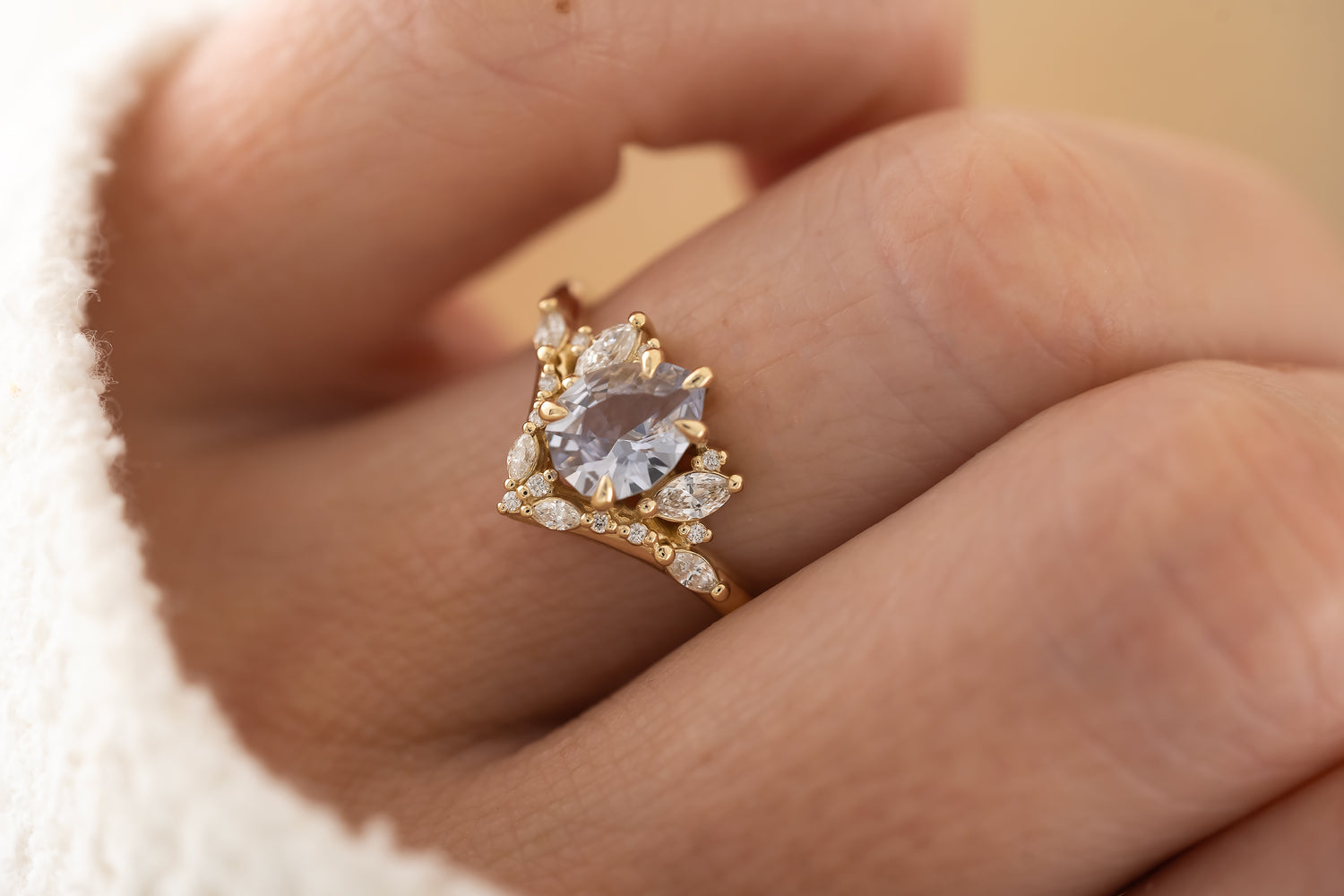 The Aurora Ring - 1 CT Pear Lavender Sapphire - Lavender Creek Gems