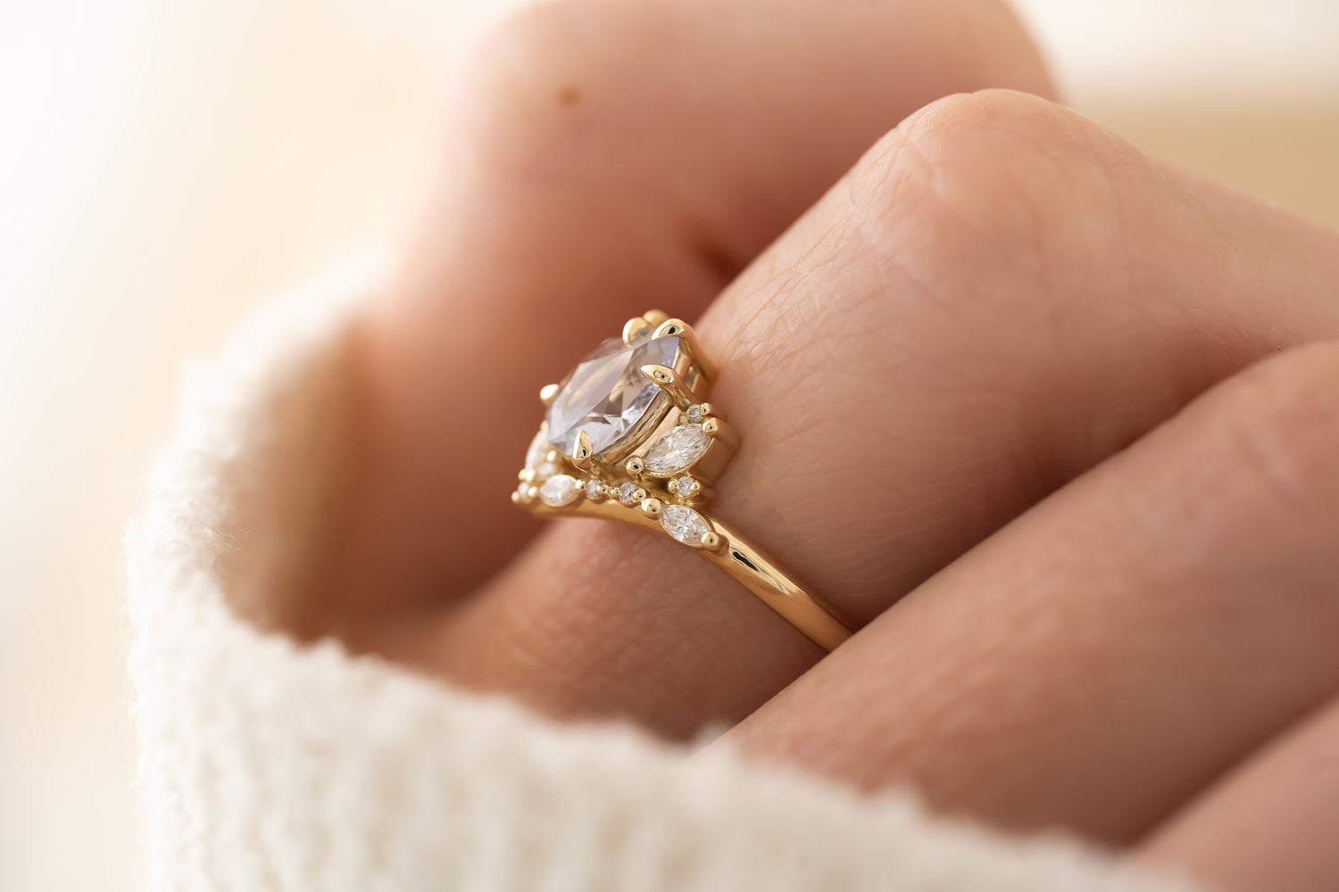 The Aurora Ring - 1 CT Pear Lavender Sapphire - Lavender Creek Gems