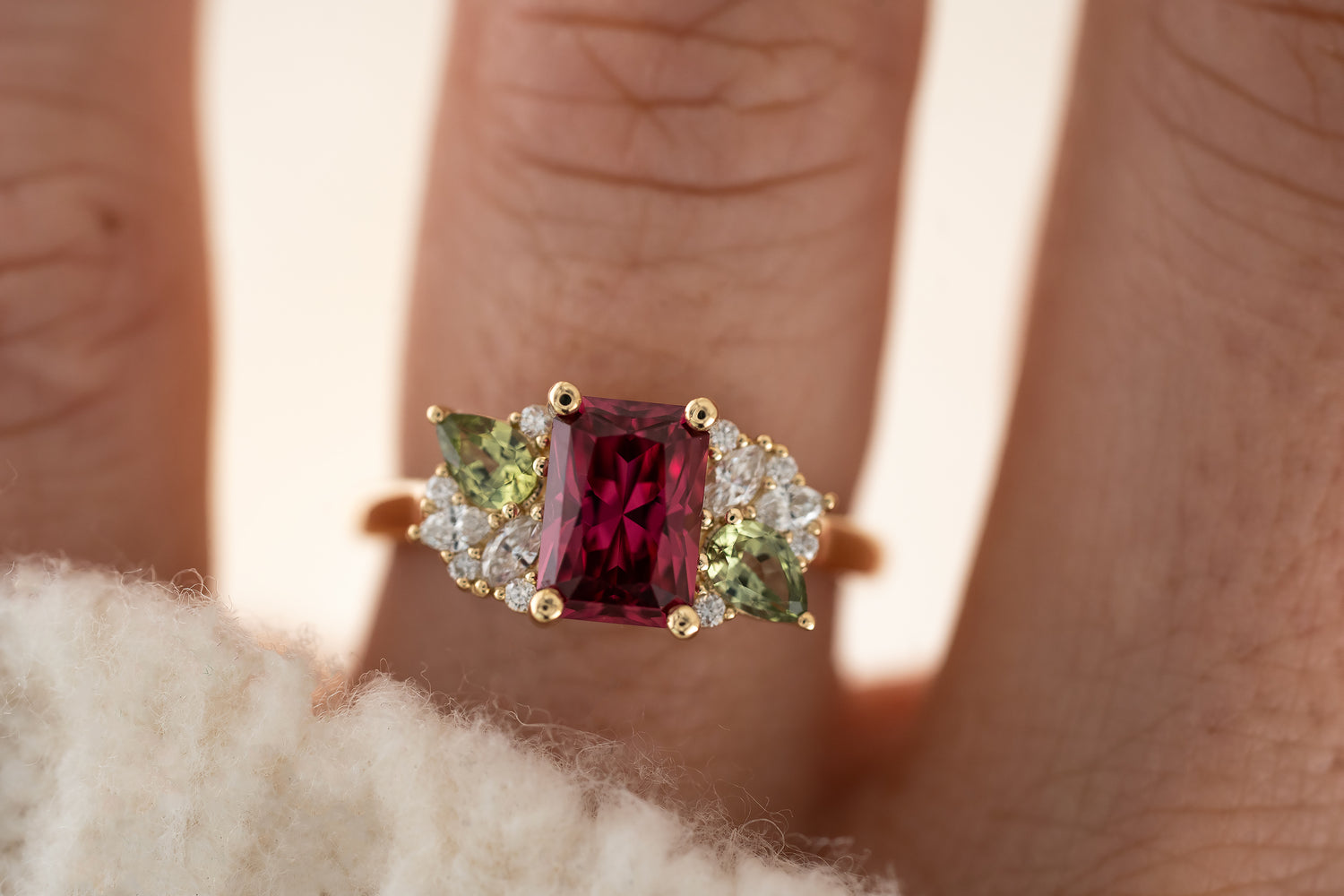 The Fleur Ring | 1.86 CT Radiant Red Spinel - Lavender Creek Gems