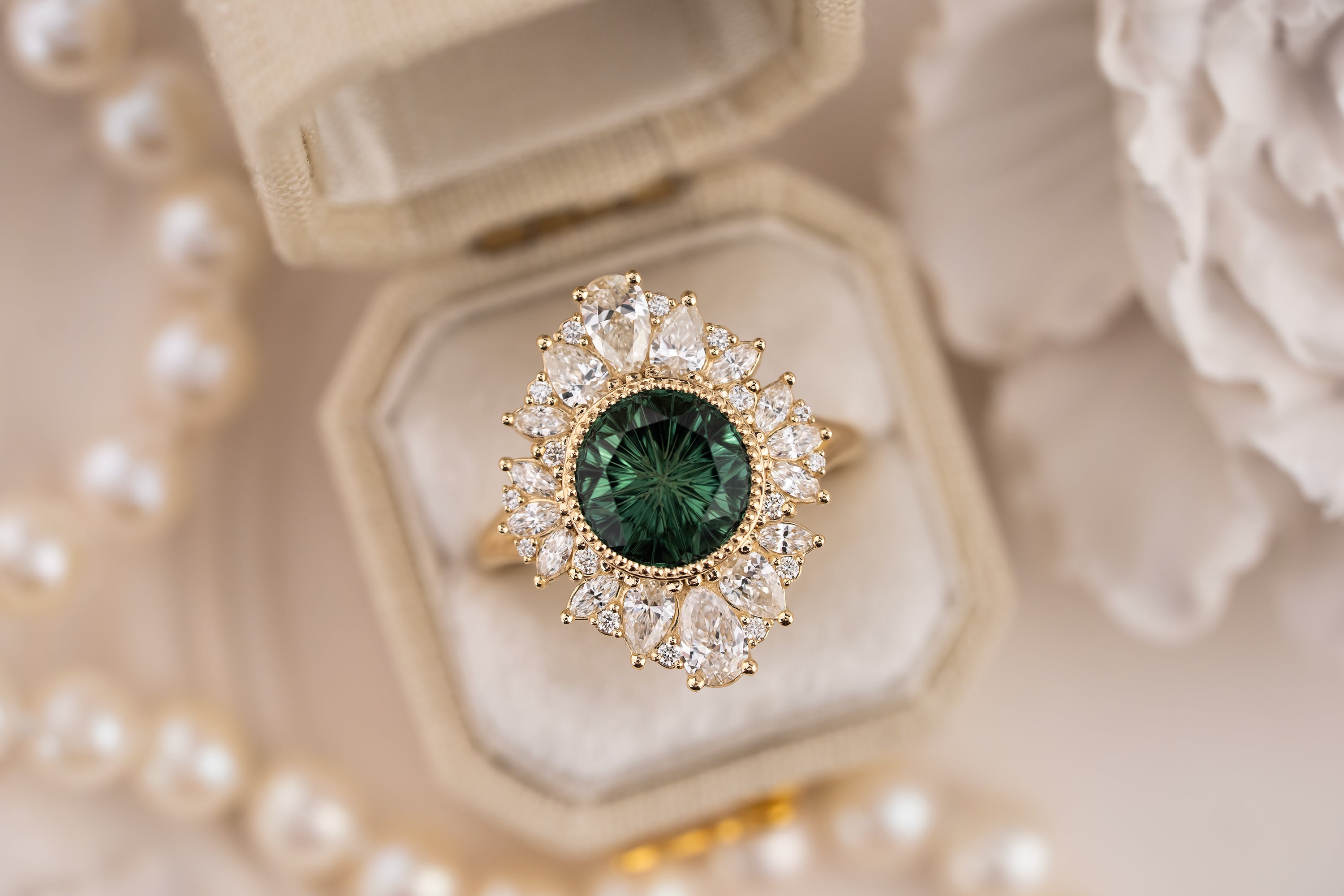 The Aurelia Ring | 2.67 CT Round Starbrite™ Teal Tourmaline - Lavender Creek Gems