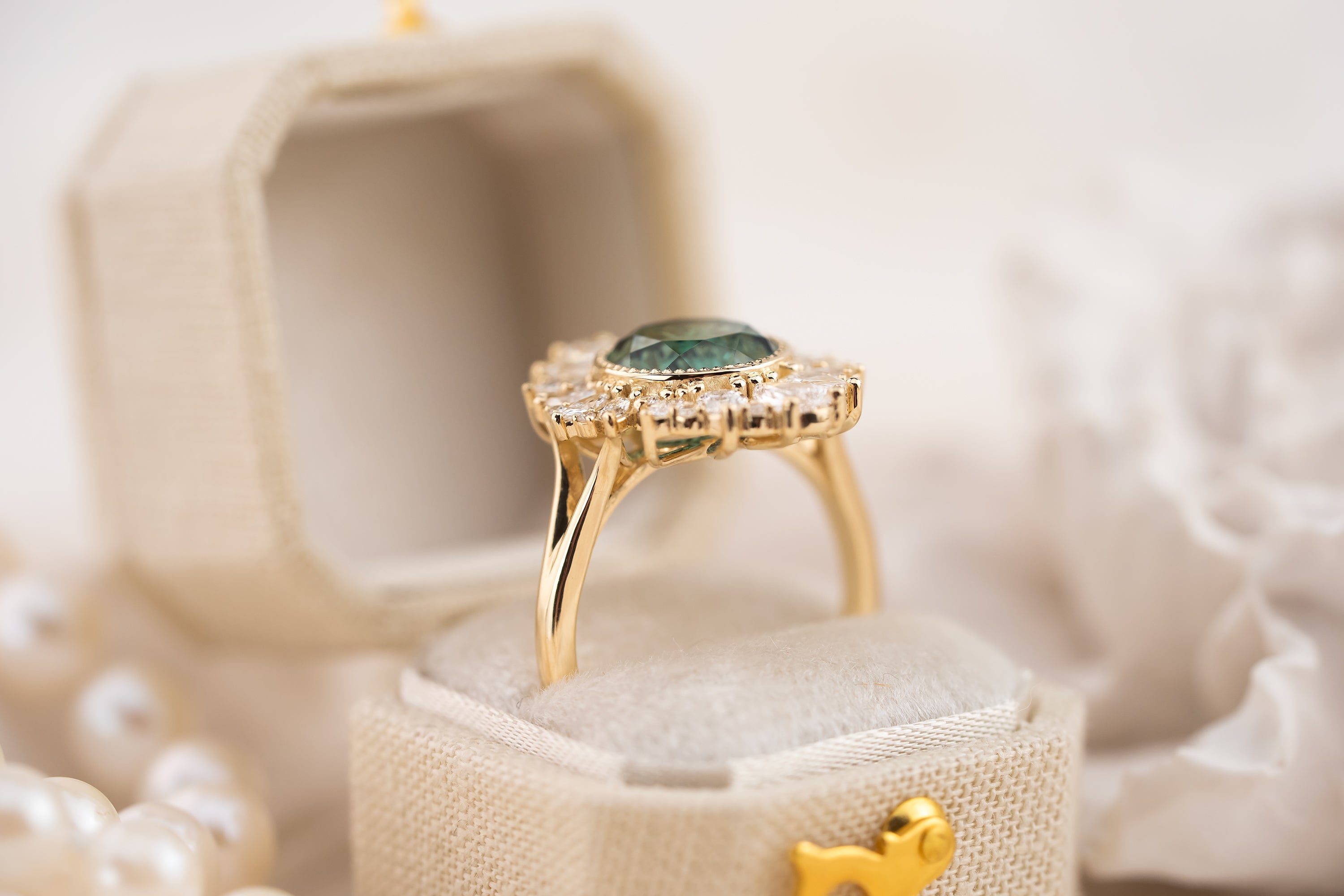 The Aurelia Ring | 2.67 CT Round Starbrite™ Teal Tourmaline - Lavender Creek Gems