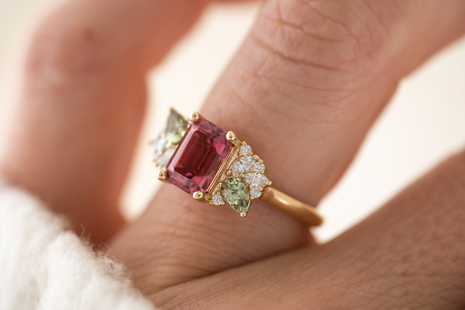The Fleur Ring | 2 CT Emerald Cut Red Spinel - Lavender Creek Gems