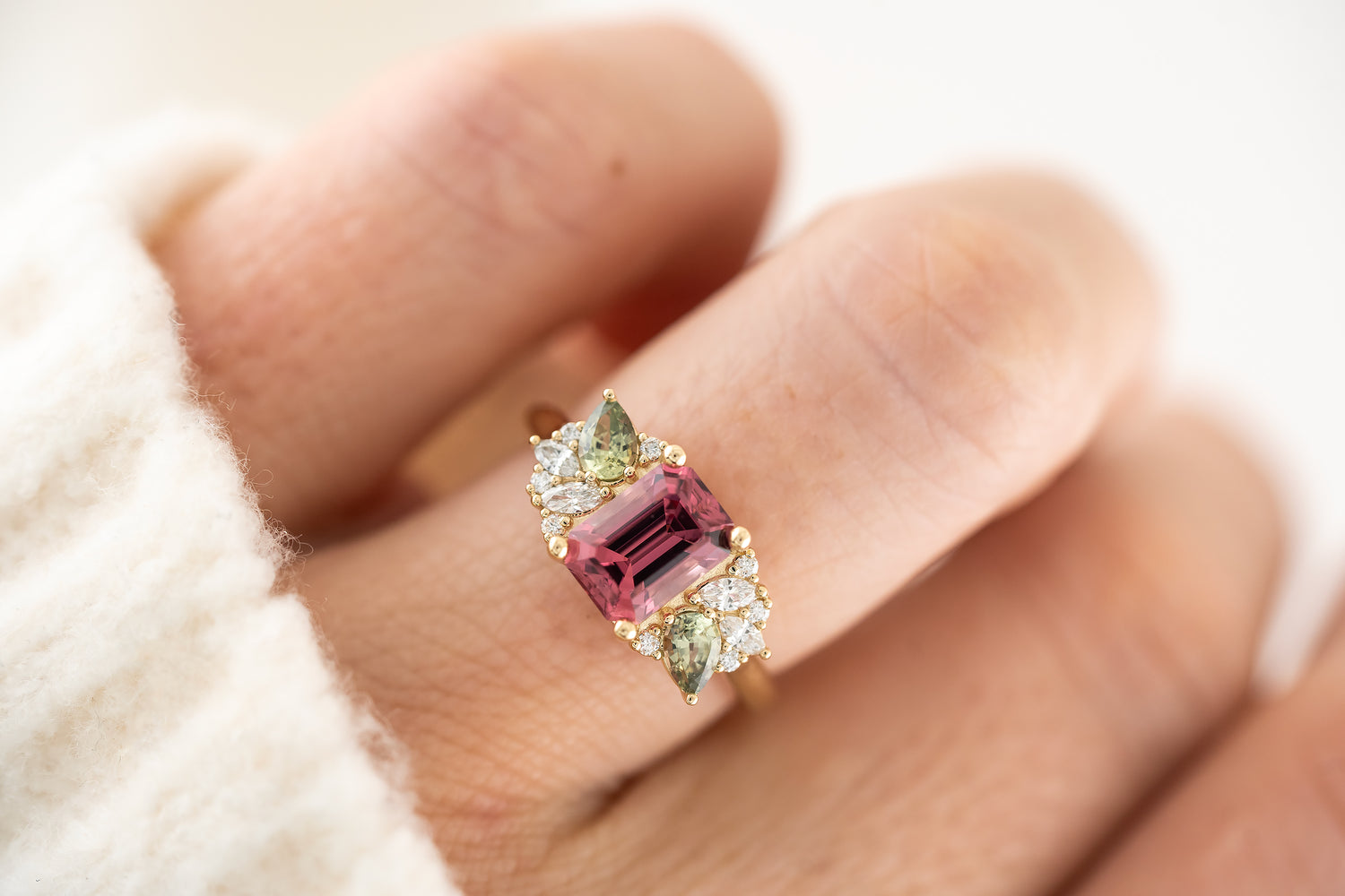The Fleur Ring | 2 CT Emerald Cut Red Spinel - Lavender Creek Gems