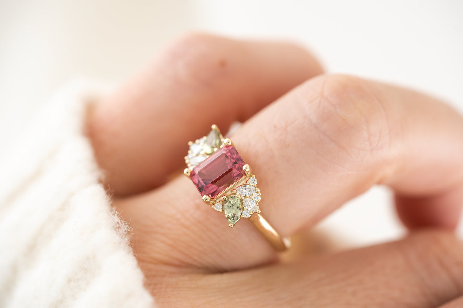 The Fleur Ring | 2 CT Emerald Cut Red Spinel - Lavender Creek Gems