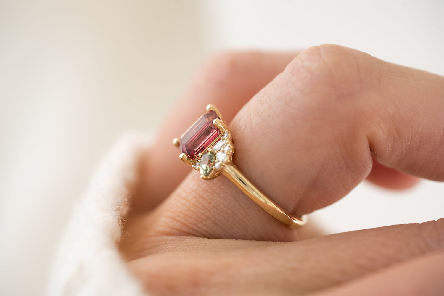 The Fleur Ring | 2 CT Emerald Cut Red Spinel - Lavender Creek Gems