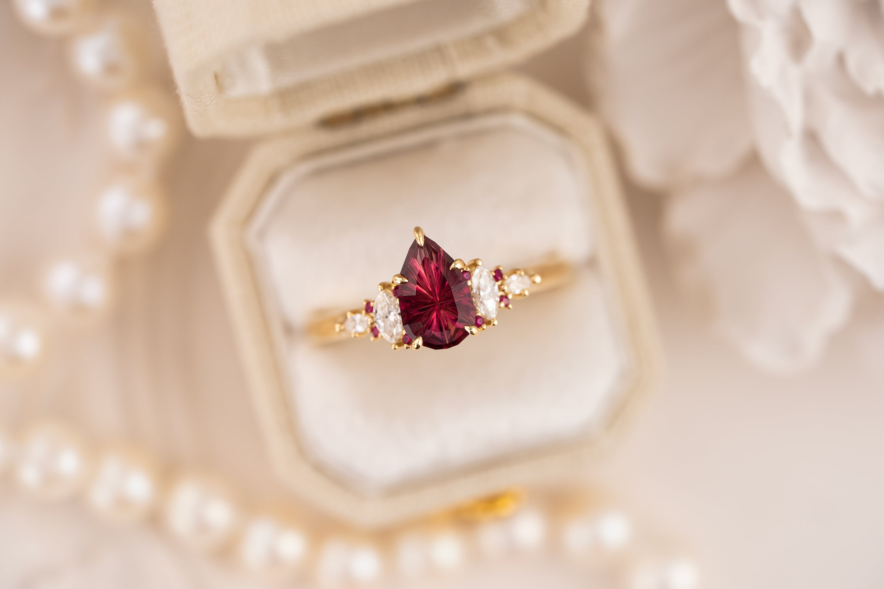 The Maeve Ring | 0.81 CT Pear Starbrite™ Ruby - Lavender Creek Gems