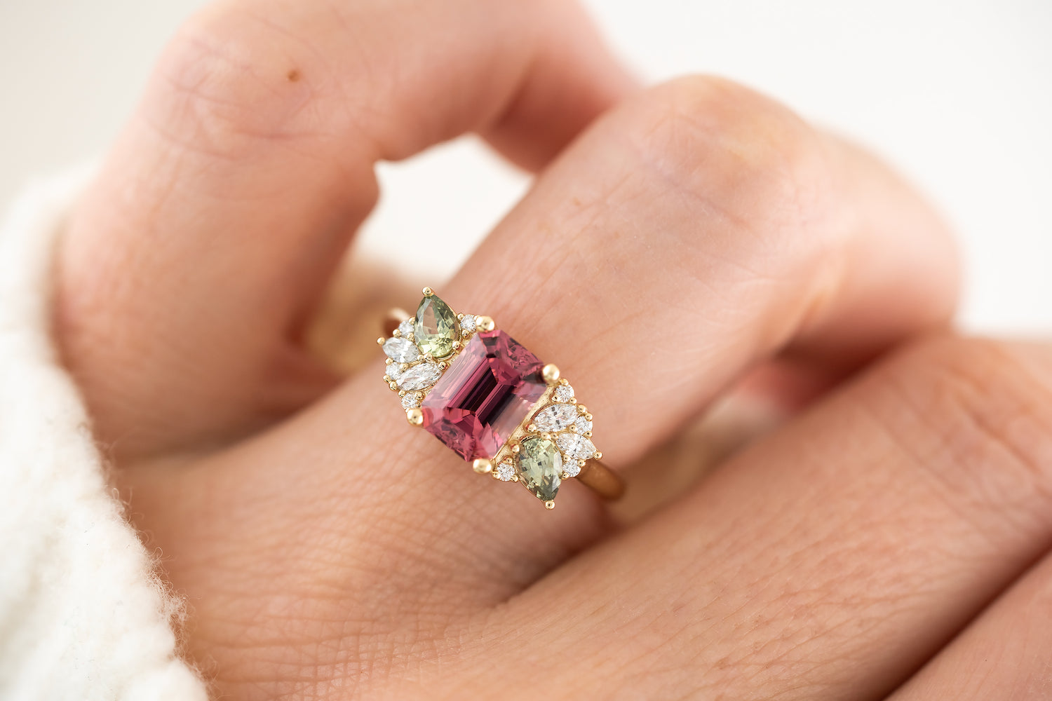 The Fleur Ring | 2 CT Emerald Cut Red Spinel - Lavender Creek Gems
