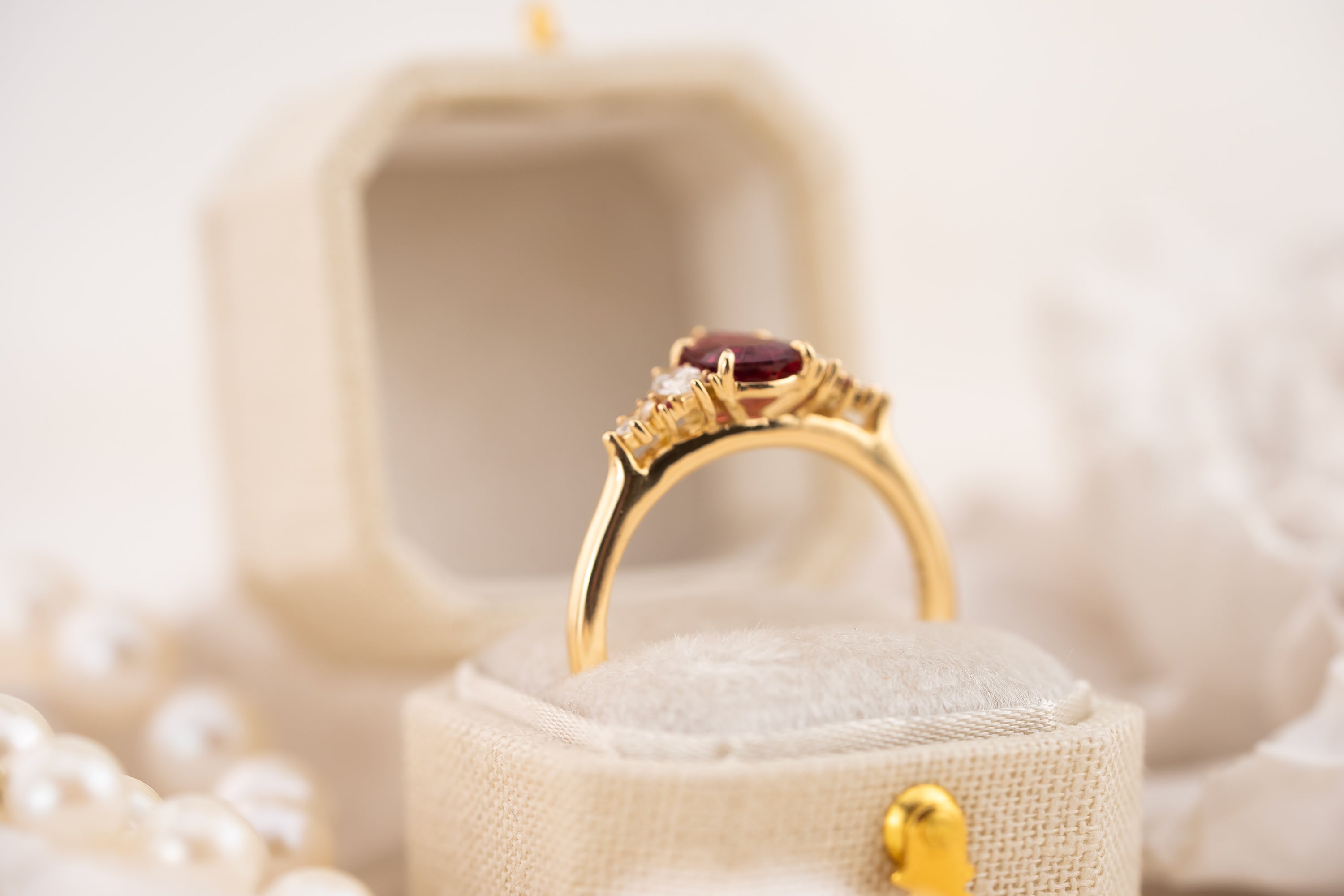 The Maeve Ring | 0.81 CT Pear Starbrite™ Ruby - Lavender Creek Gems