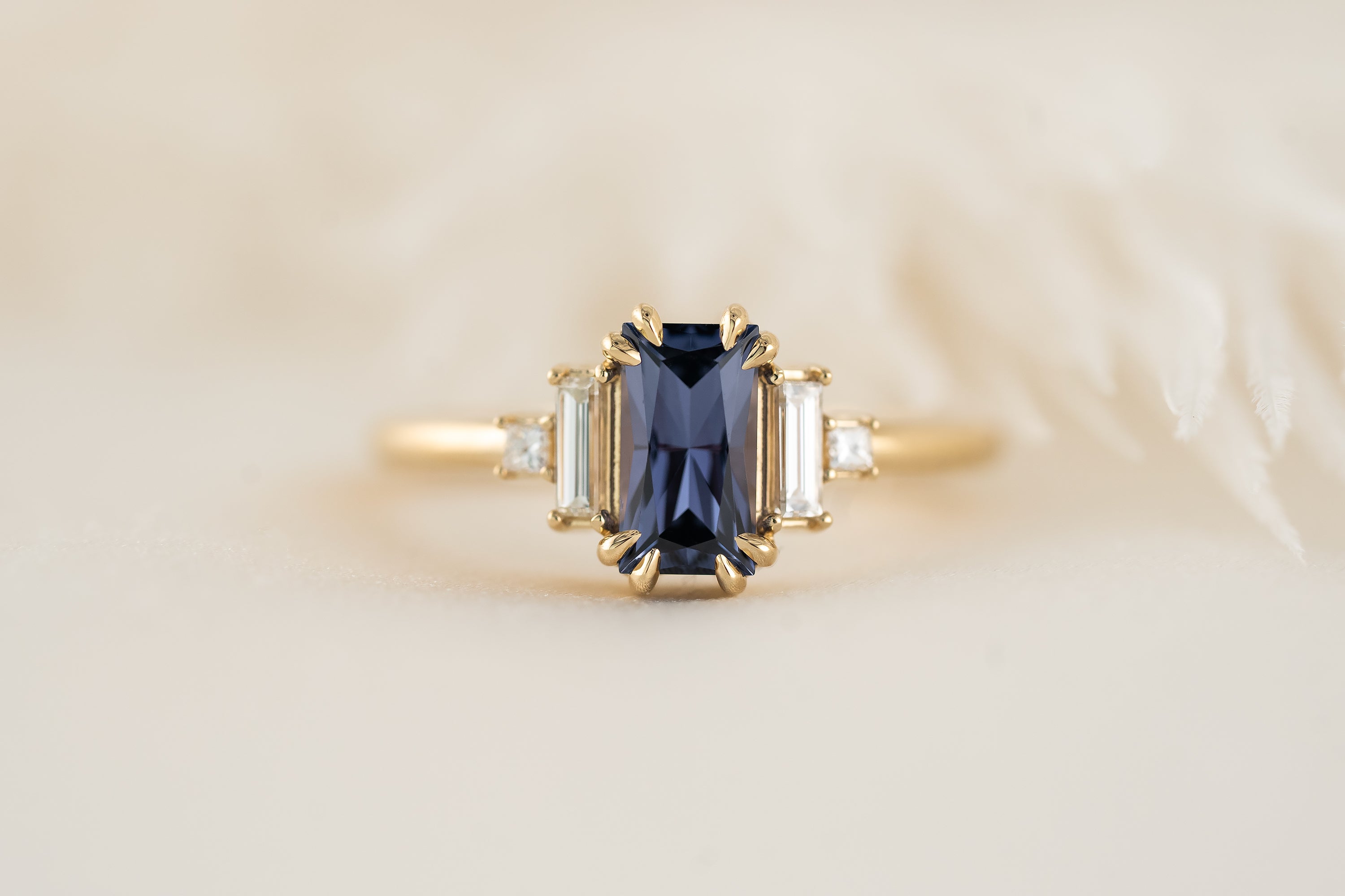The Mira Ring | 1.05 CT Radiant Navy Blue Spinel - Lavender Creek Gems