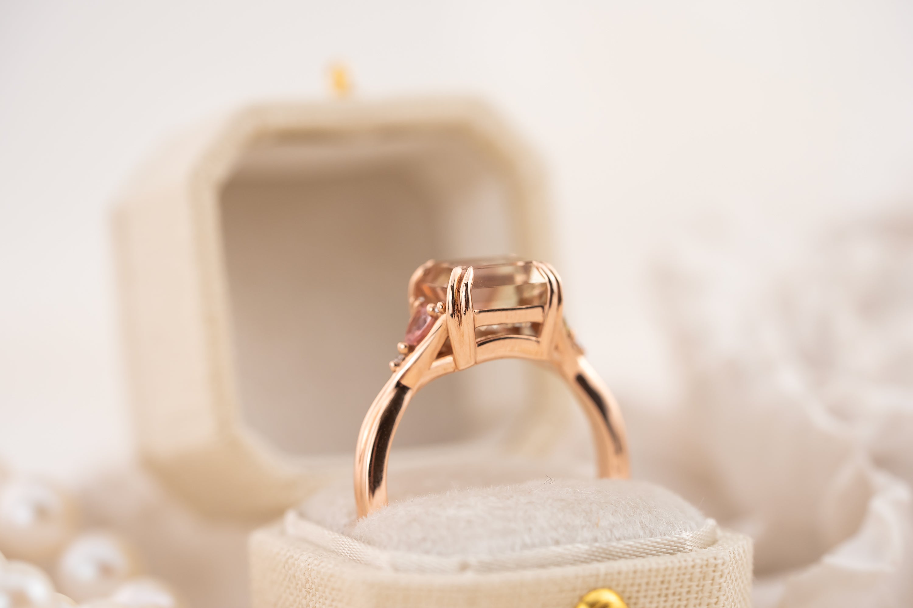 The Fates Ring | 2.79 CT Square Starbrite™ Bicolor Watermelon Tourmaline - Lavender Creek Gems