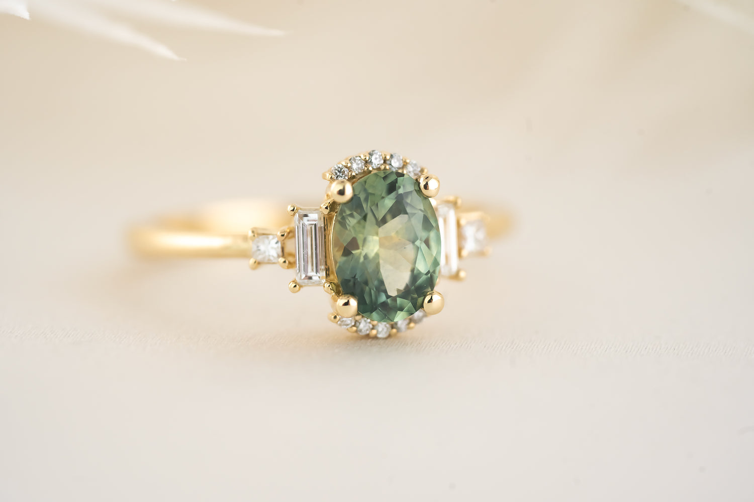 The Sura Ring - 1.1 CT Oval Teal Montana Sapphire - Lavender Creek Gems