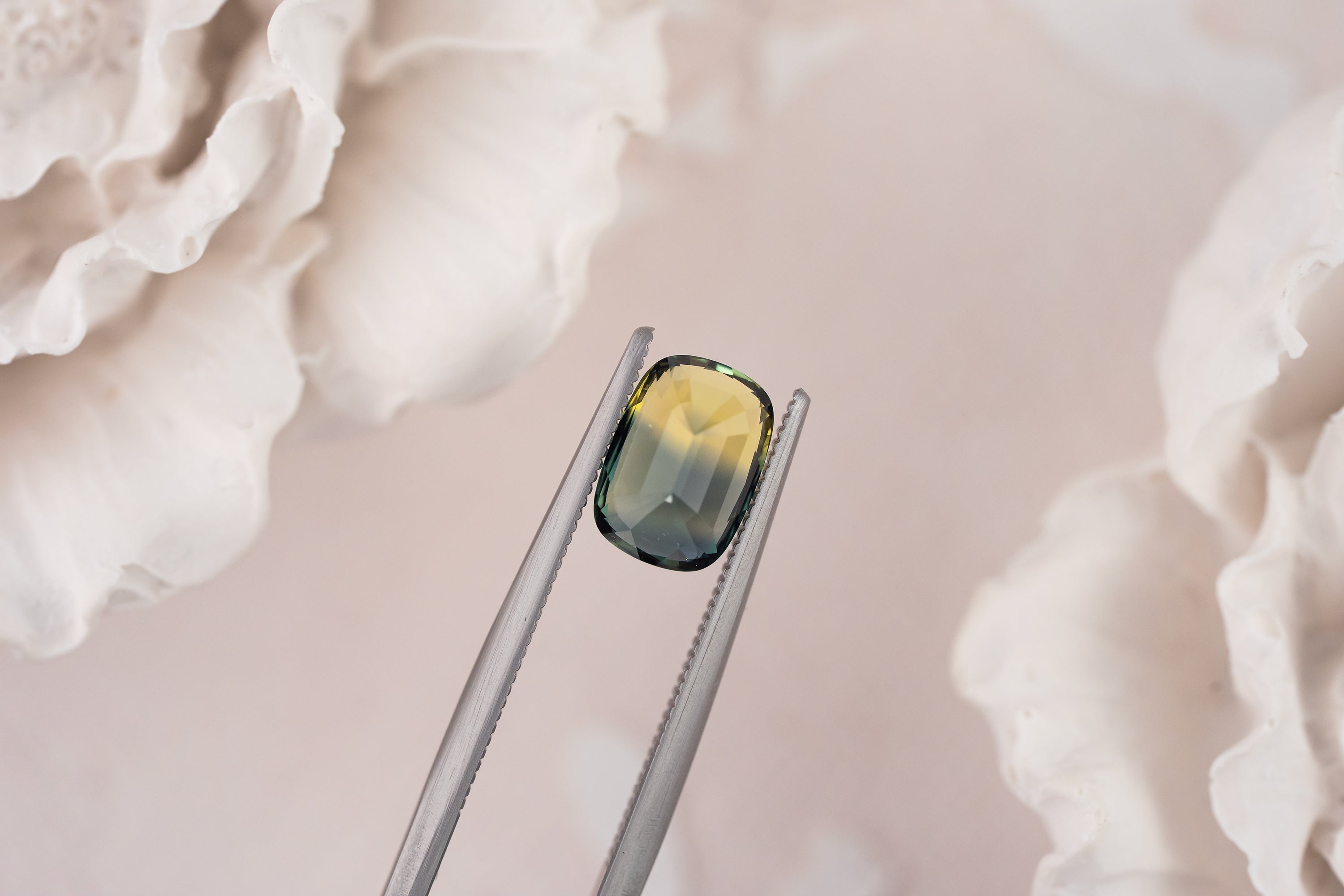 1.74 CT Elongated Cushion Parti/Bicolor Teal Sapphire - Lavender Creek Gems