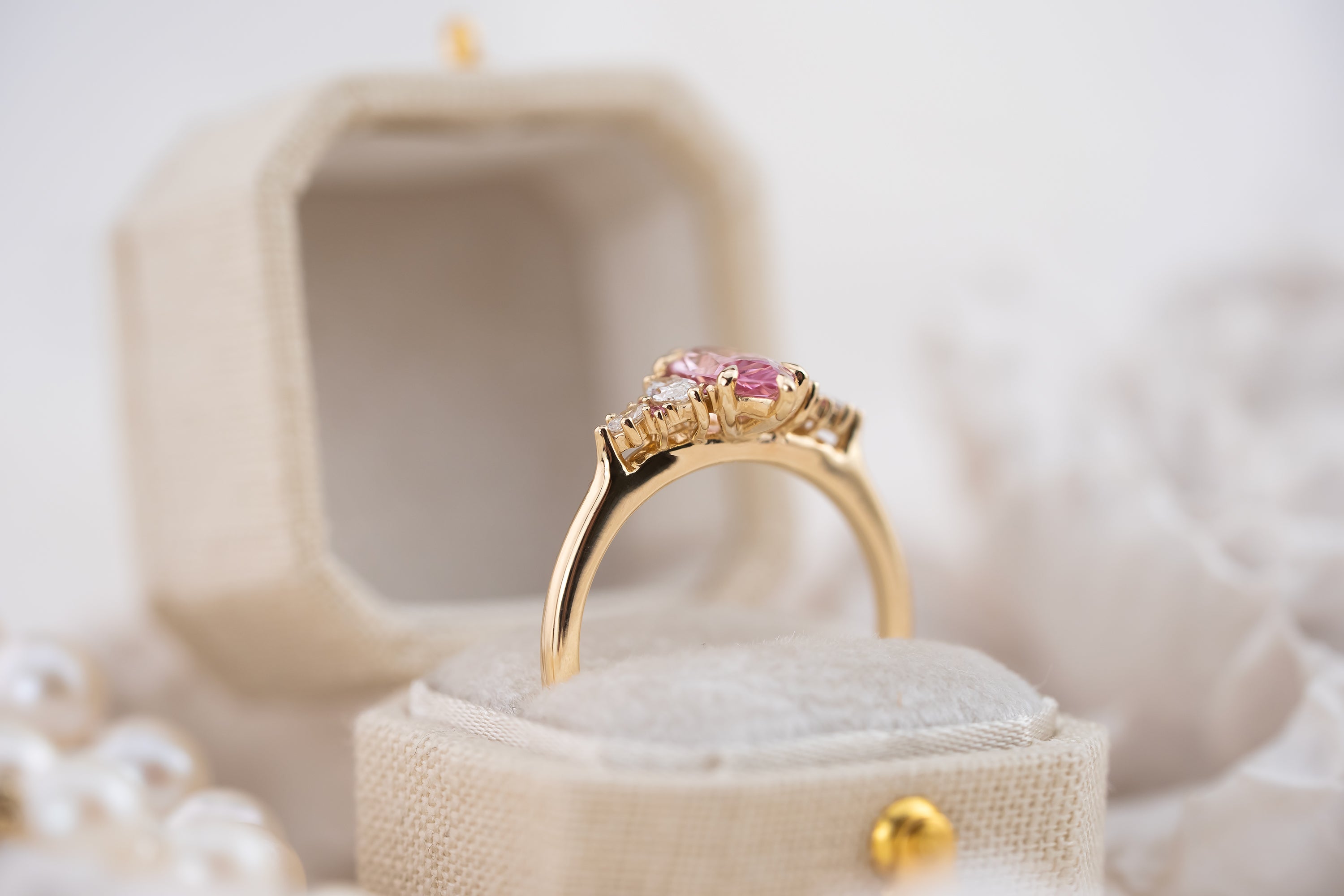 The Maeve Ring | 0.91 CT Marquise Baby Pink Sapphire - Lavender Creek Gems
