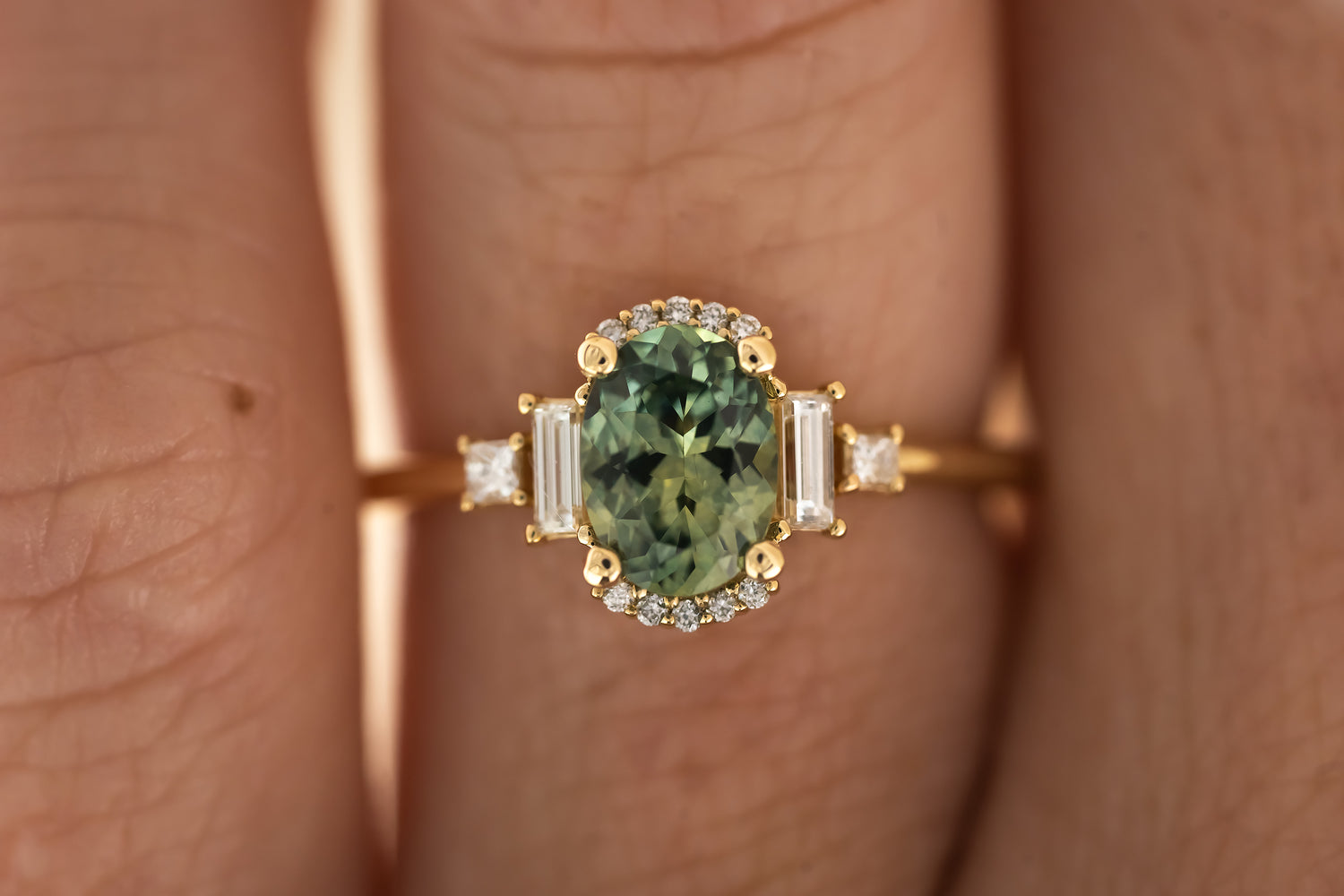 The Sura Ring - 1.1 CT Oval Teal Montana Sapphire - Lavender Creek Gems