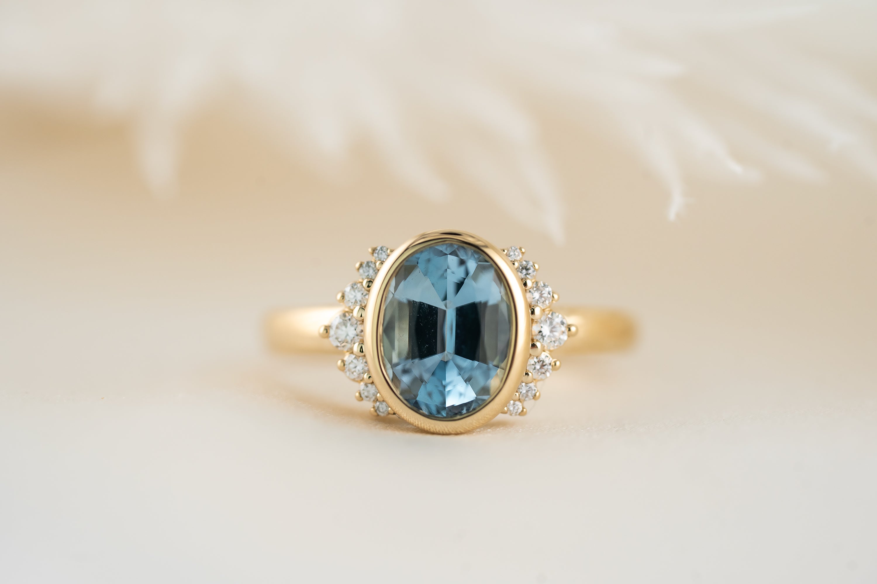 The Elysia Ring | 1.54 CT Oval Aquamarine - Lavender Creek Gems