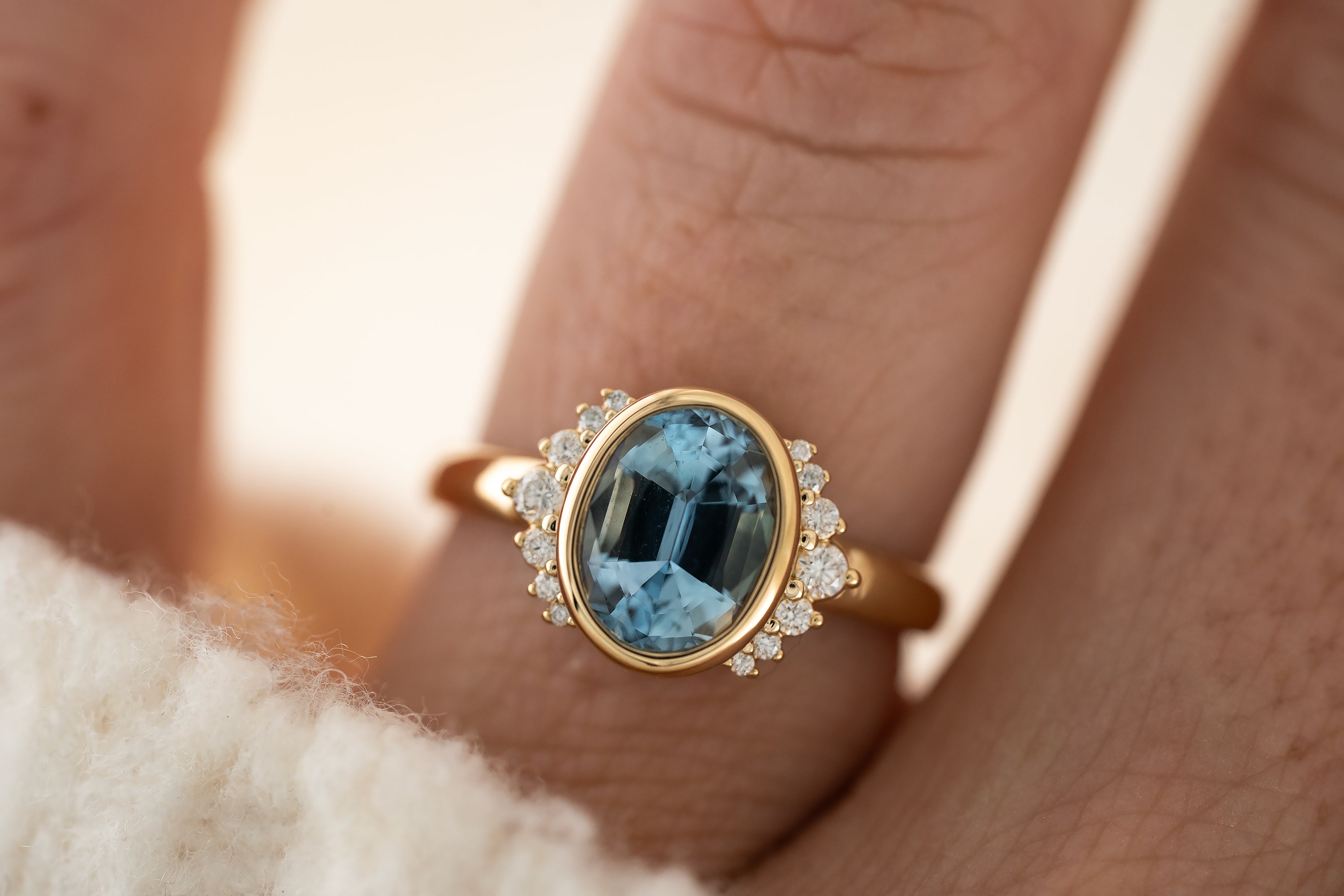 The Elysia Ring | 1.54 CT Oval Aquamarine - Lavender Creek Gems
