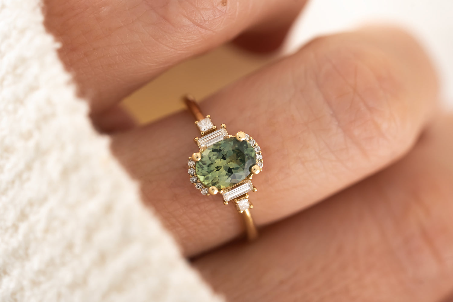 The Sura Ring - 1.1 CT Oval Teal Montana Sapphire - Lavender Creek Gems