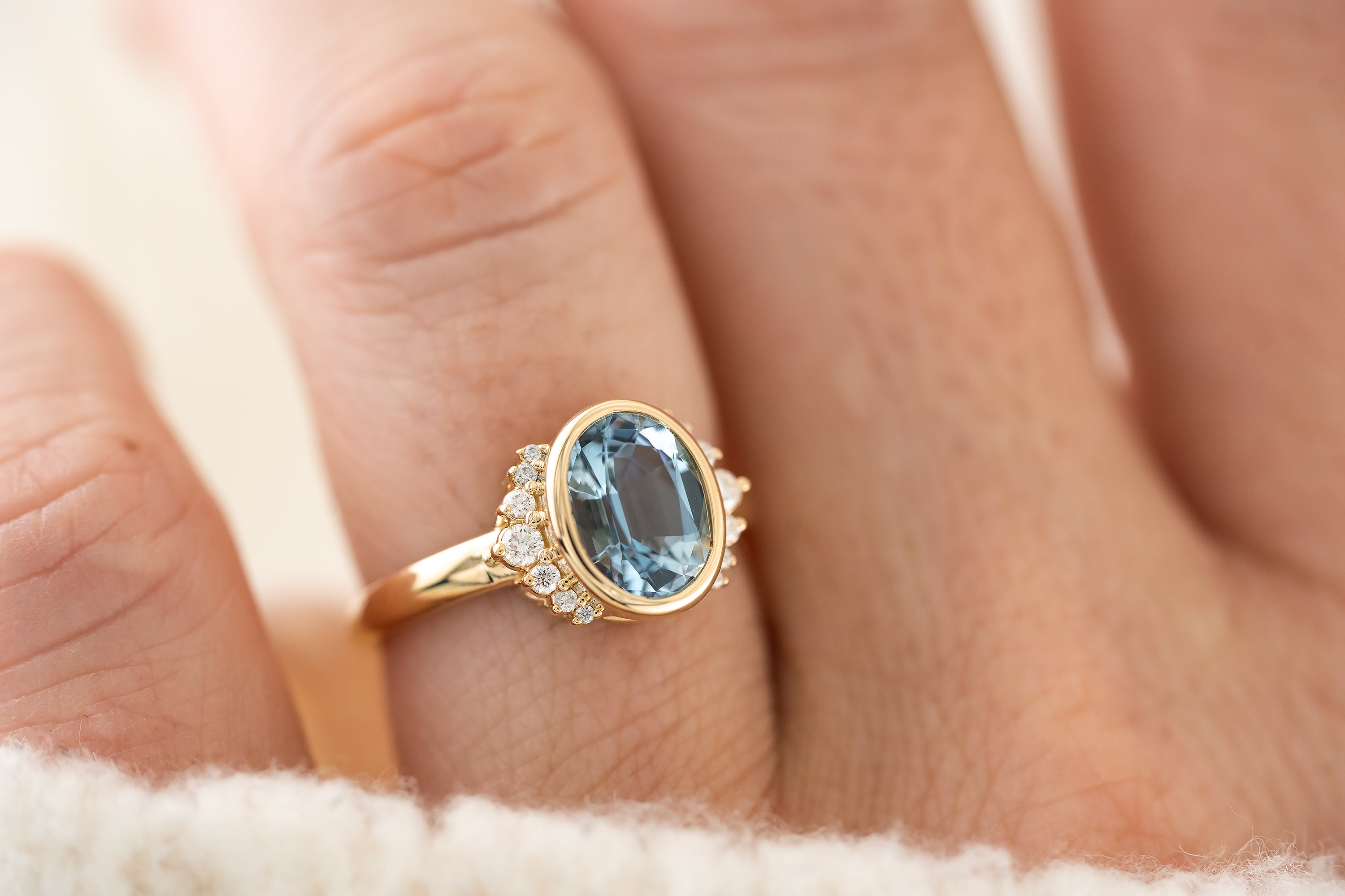 The Elysia Ring | 1.54 CT Oval Aquamarine - Lavender Creek Gems