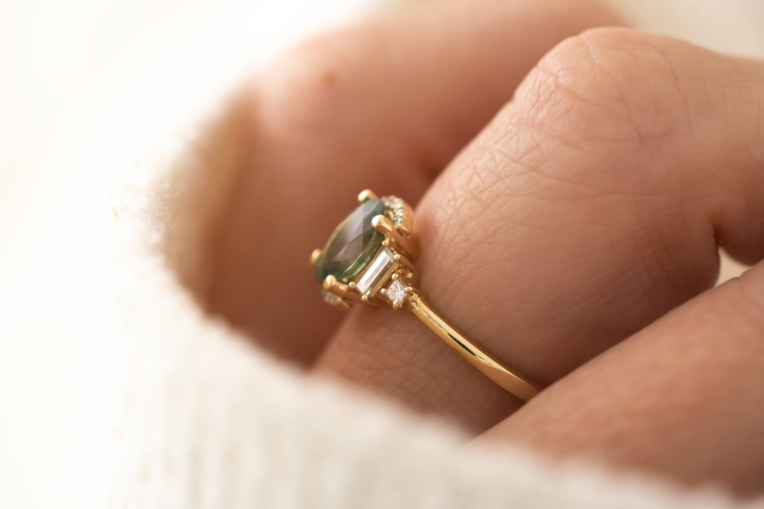 The Sura Ring - 1.1 CT Oval Teal Montana Sapphire - Lavender Creek Gems