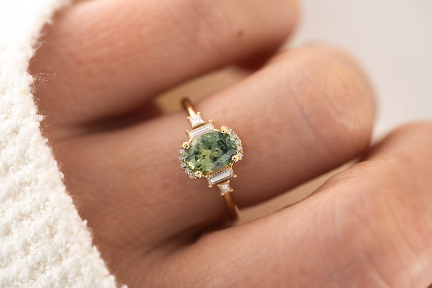 The Sura Ring - 1.1 CT Oval Teal Montana Sapphire - Lavender Creek Gems
