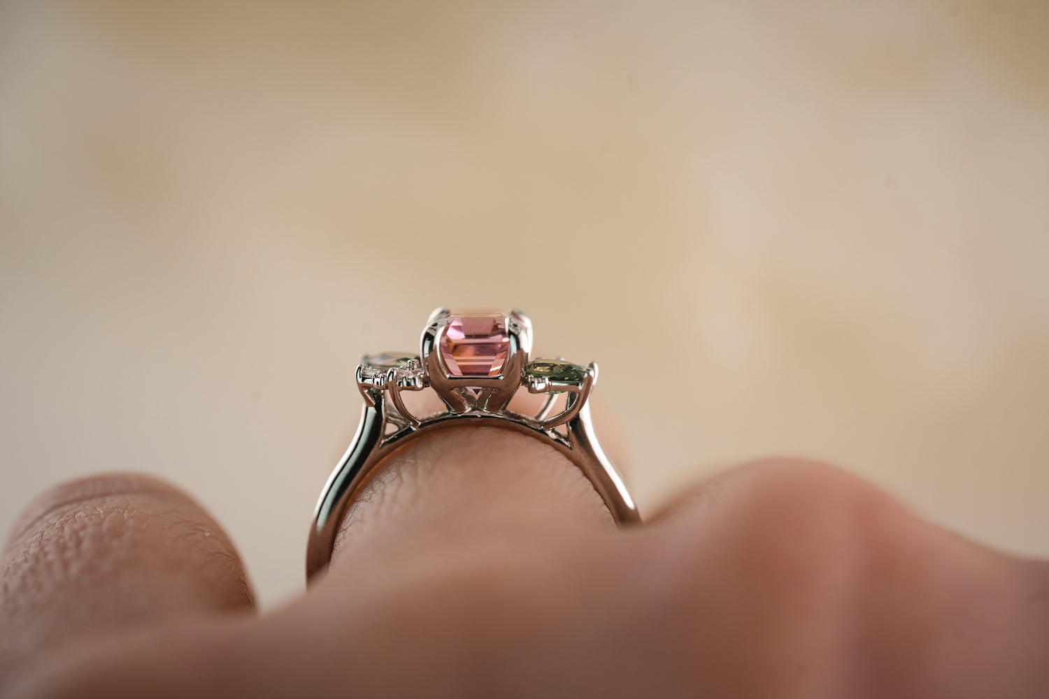 The Fleur 1.52 CT Emerald Cut Pink Tourmaline Ring - Lavender Creek Gems