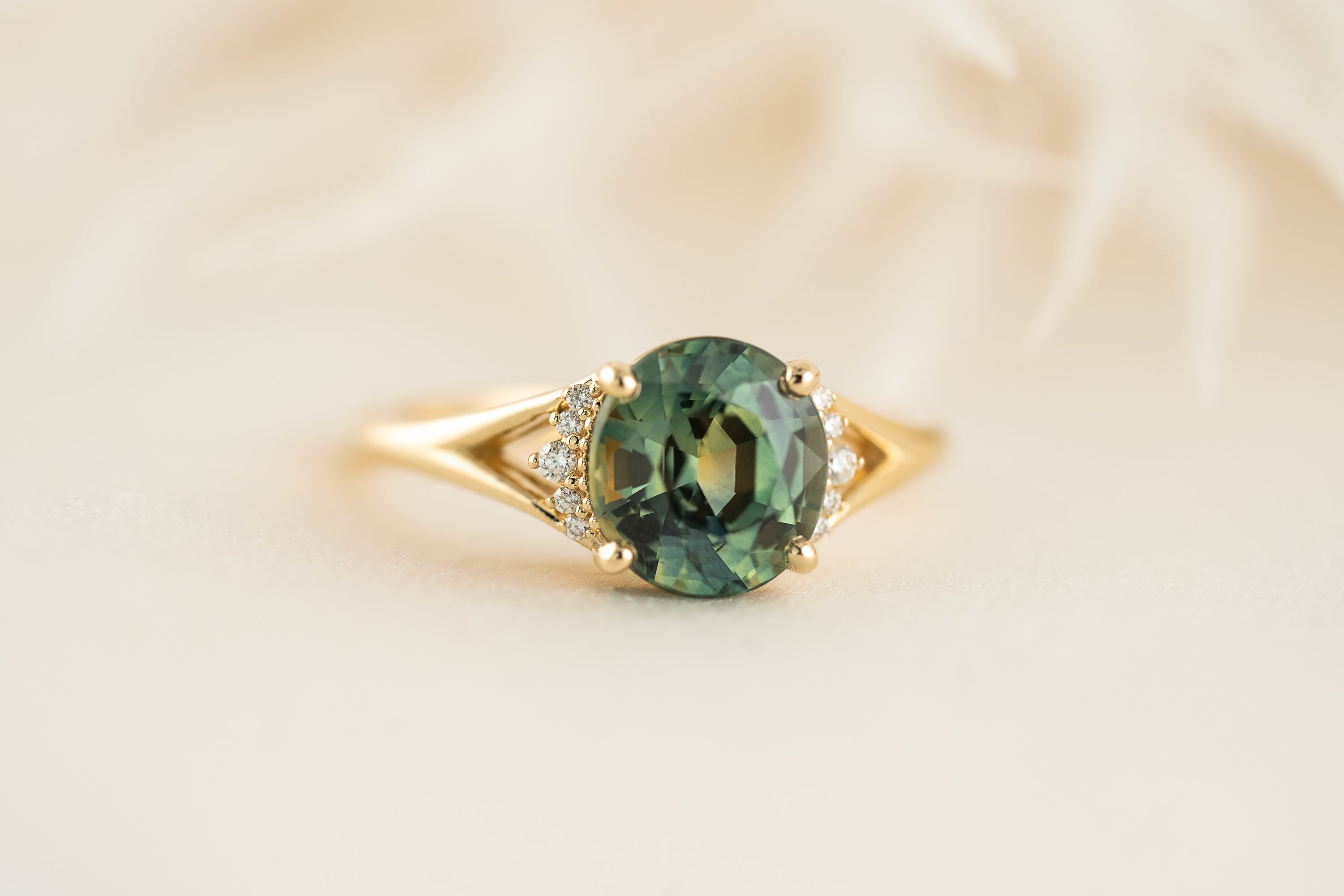 The Serendipity Ring | 2.9 CT Oval Teal Montana Sapphire - Lavender Creek Gems