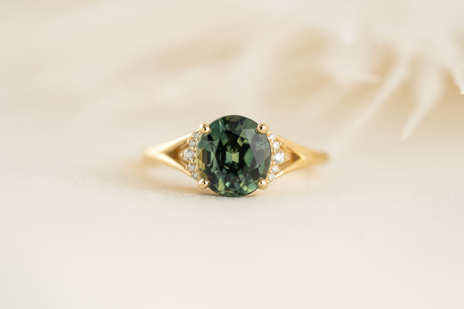 The Serendipity Ring | 2.9 CT Oval Teal Montana Sapphire - Lavender Creek Gems