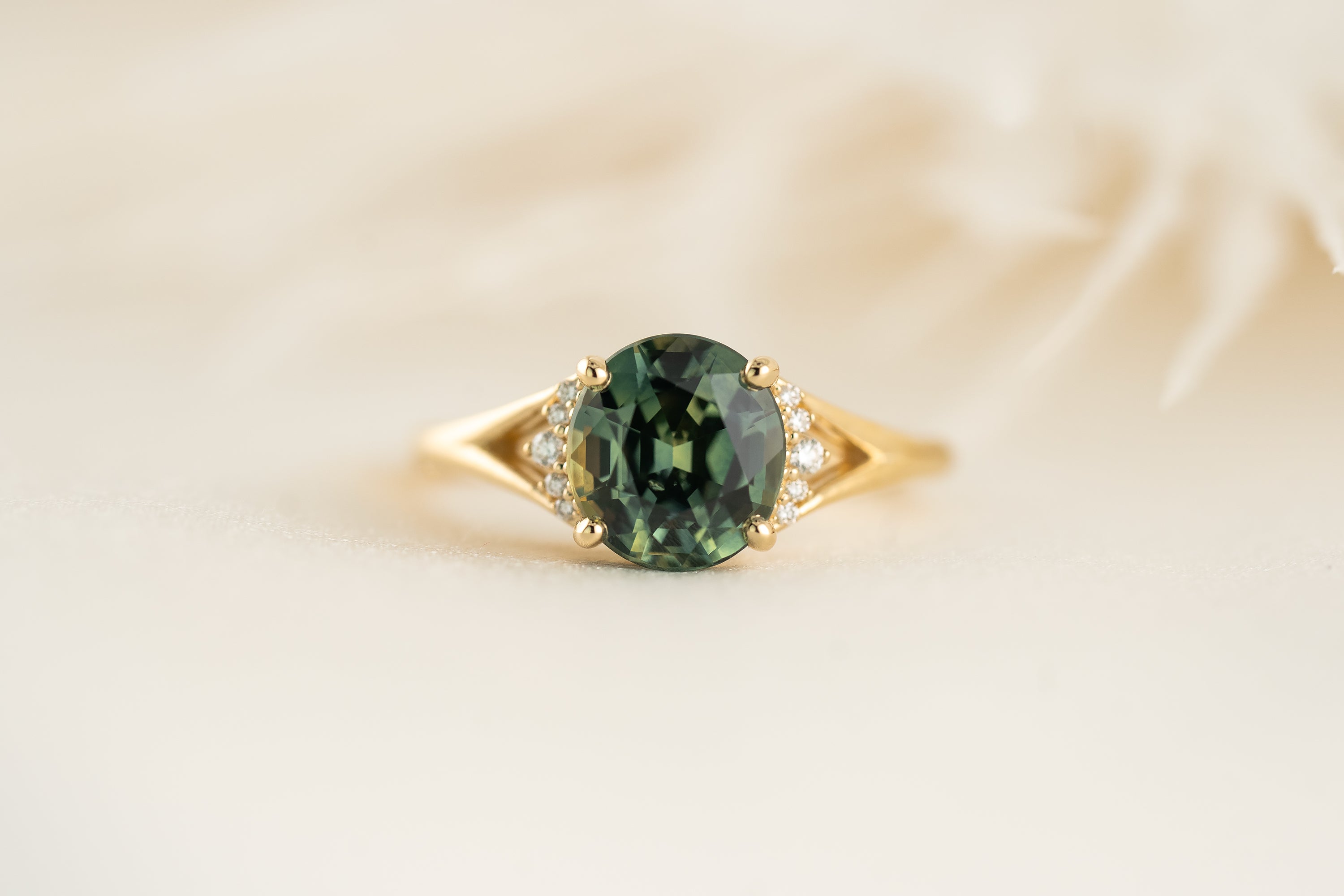 The Serendipity Ring | 2.9 CT Oval Teal Montana Sapphire - Lavender Creek Gems