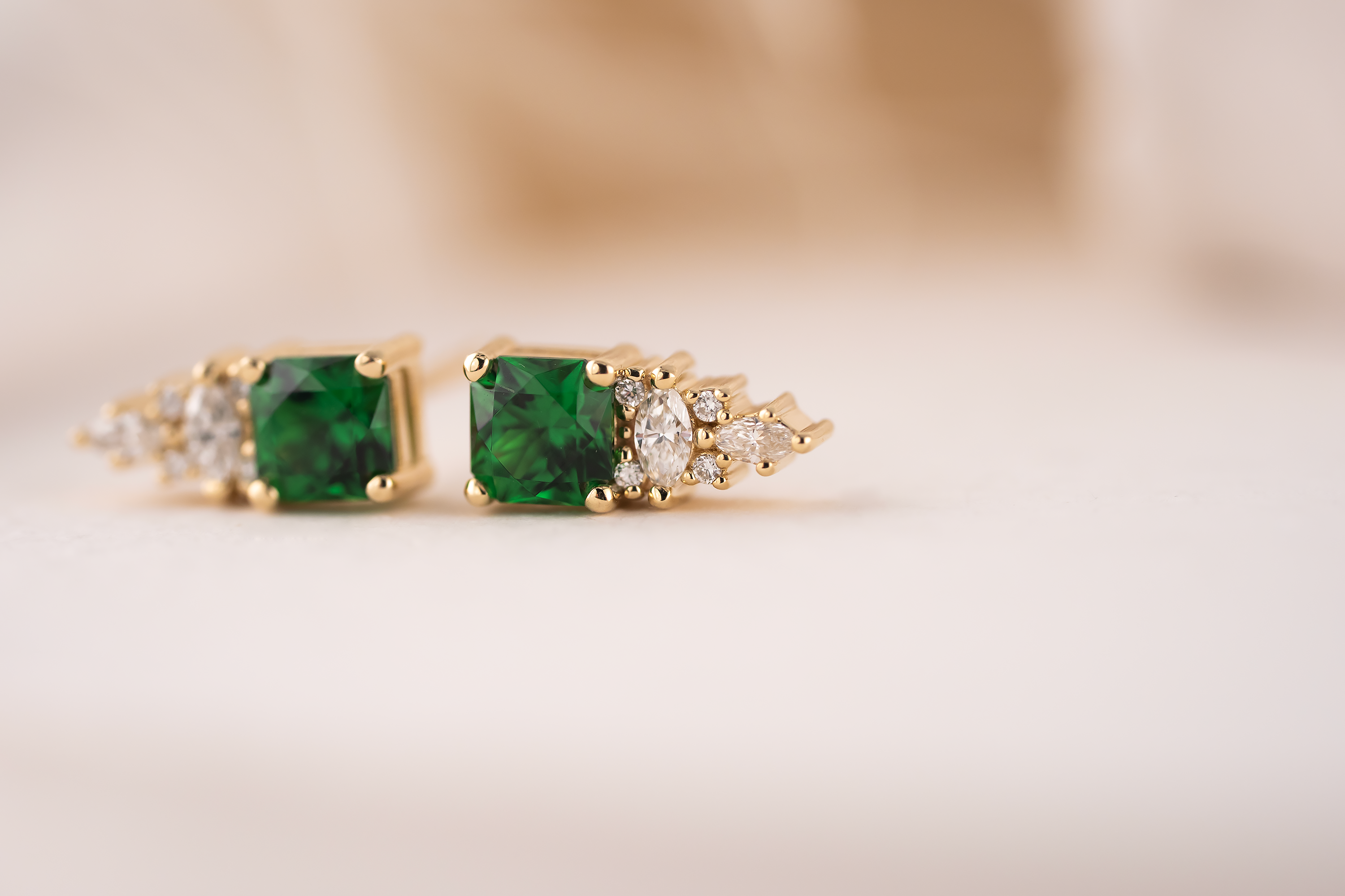 The Maeve Stud Earrings | Radiant Tsavorite Garnet - Lavender Creek Gems