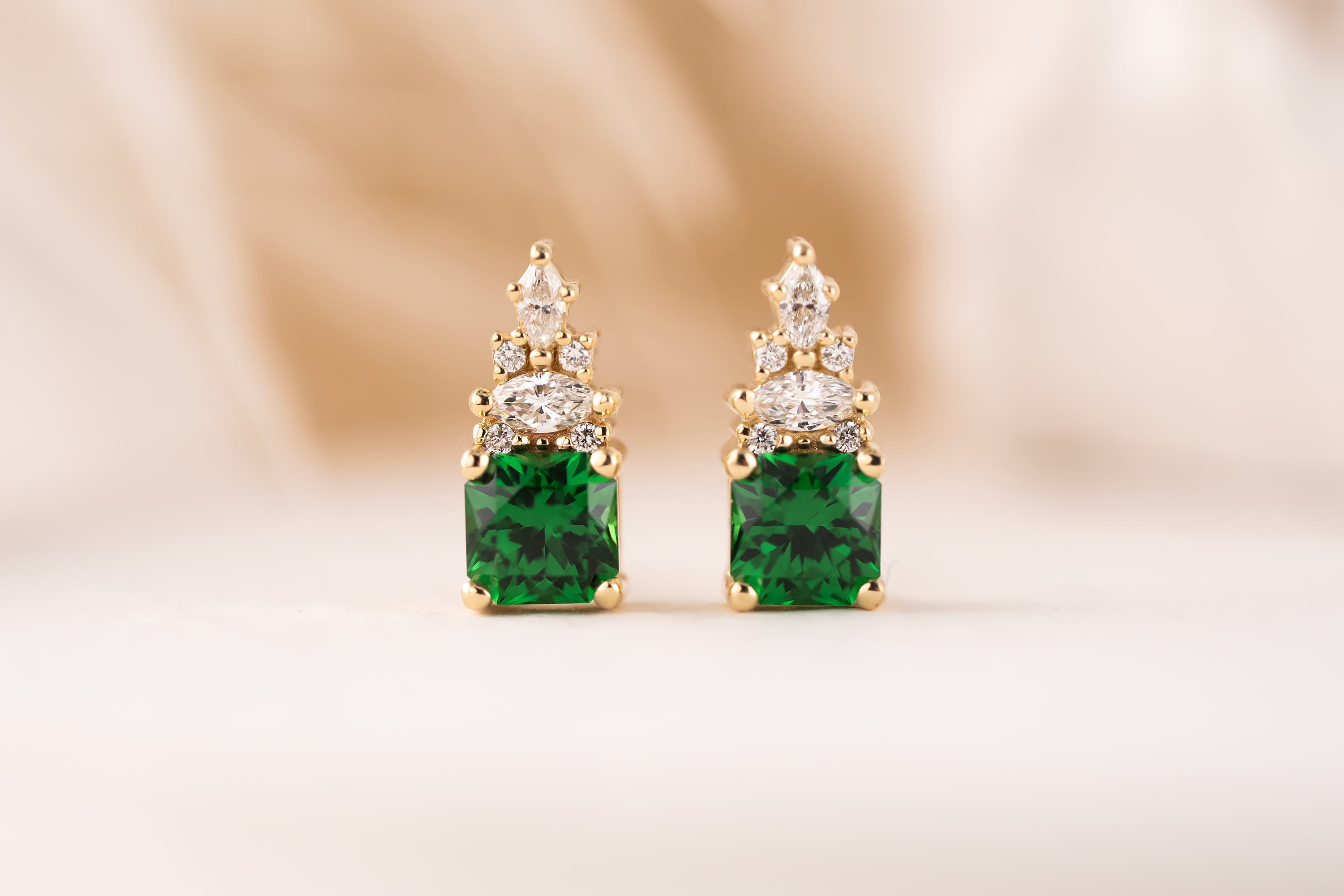 The Maeve Stud Earrings | Radiant Tsavorite Garnet - Lavender Creek Gems