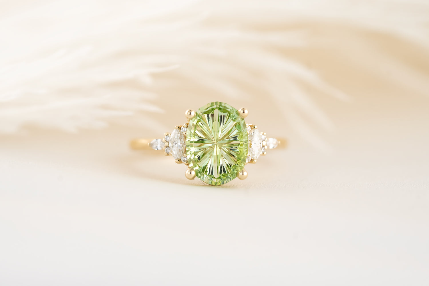 The Maeve Ring - 2.6 CT Apple Green Starbrite™ Tourmaline - Lavender Creek Gems