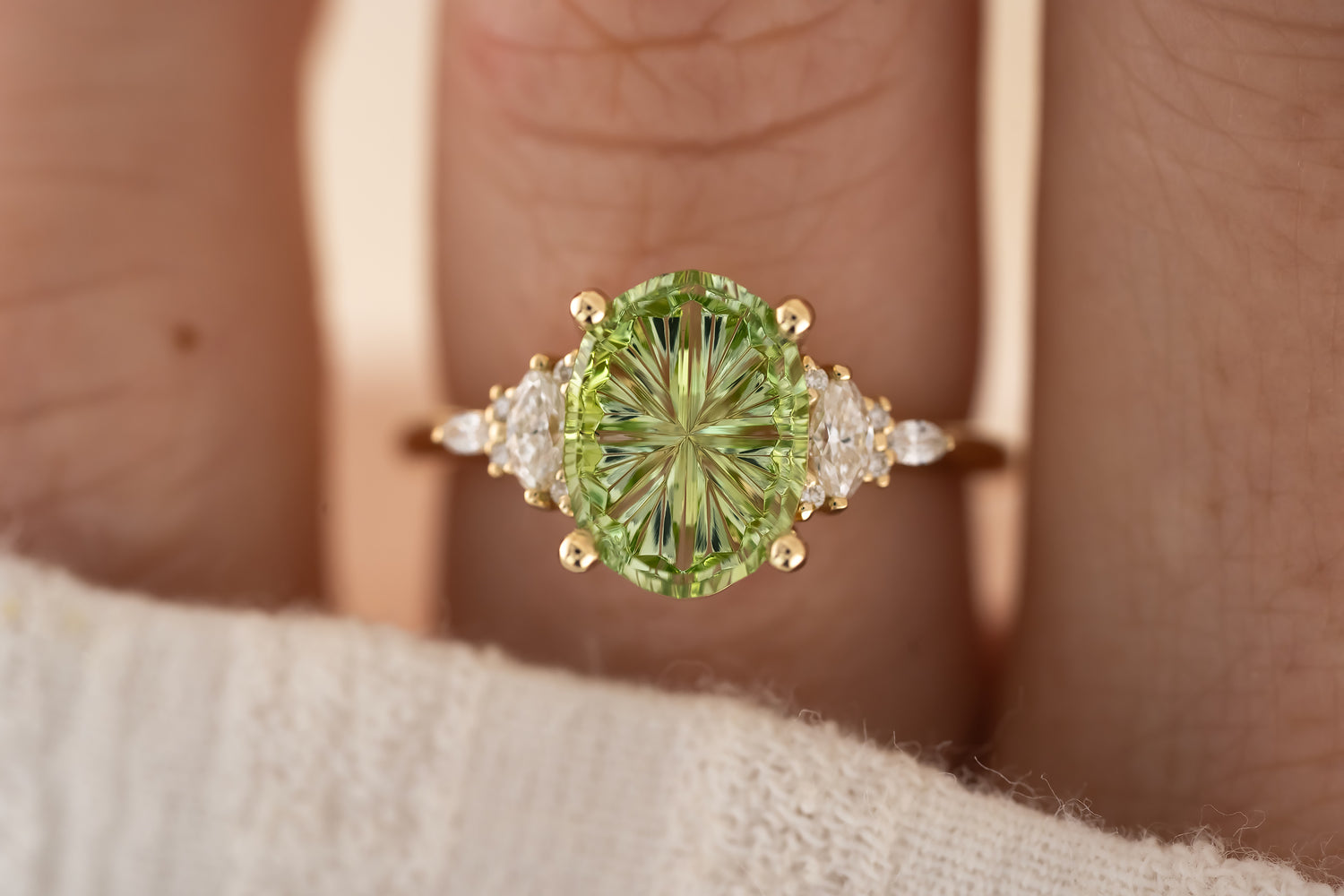 The Maeve Ring - 2.6 CT Apple Green Starbrite™ Tourmaline - Lavender Creek Gems