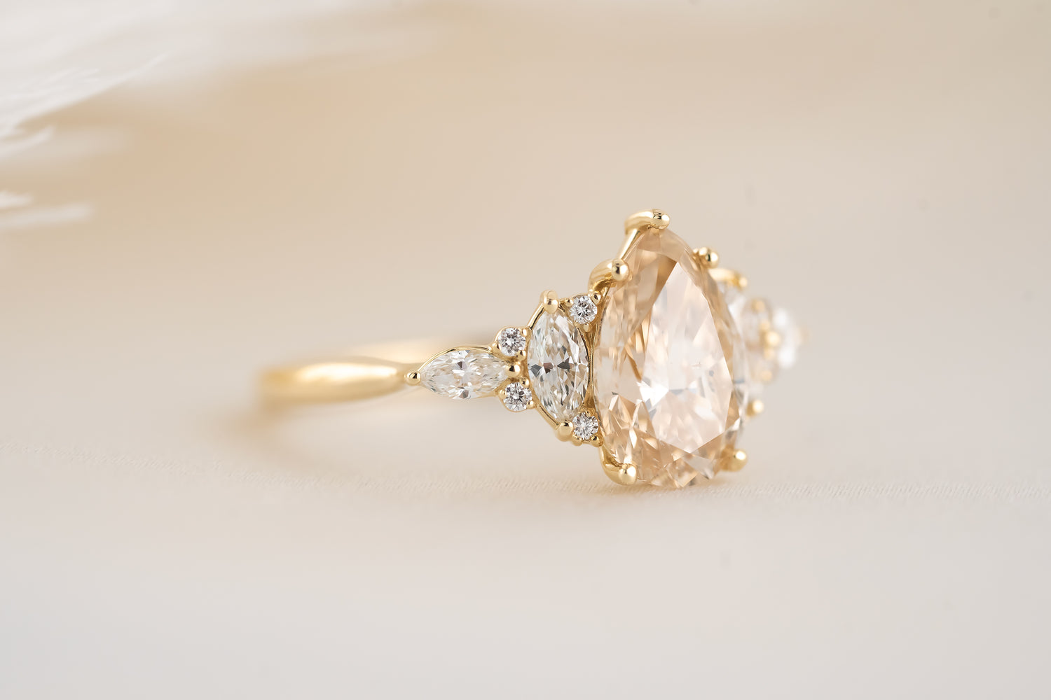 The Maeve Ring - 2 CT Pear Champagne Diamond - Lavender Creek Gems