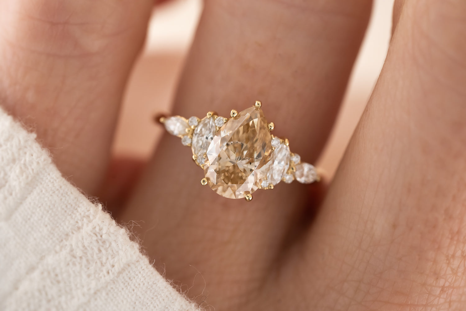 The Maeve Ring - 2 CT Pear Champagne Diamond - Lavender Creek Gems
