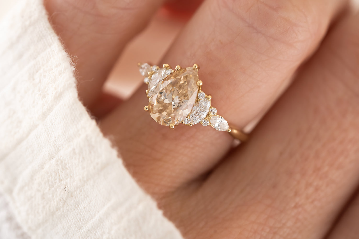 The Maeve Ring - 2 CT Pear Champagne Diamond - Lavender Creek Gems