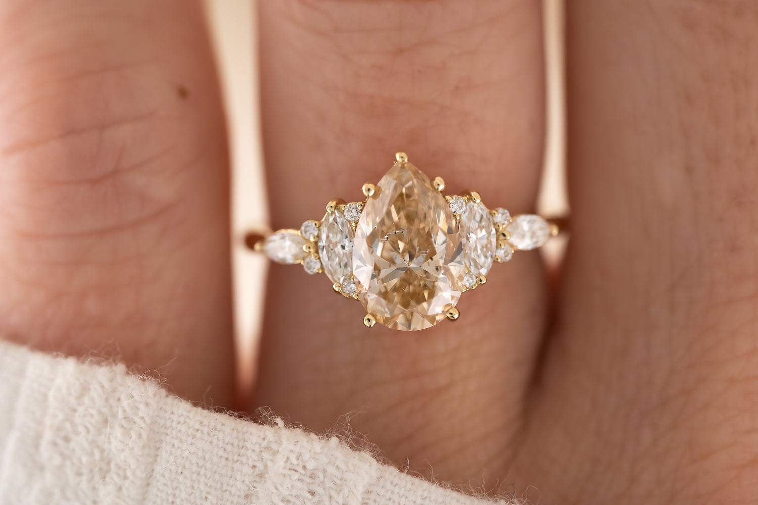 The Maeve Ring - 2 CT Pear Champagne Diamond - Lavender Creek Gems